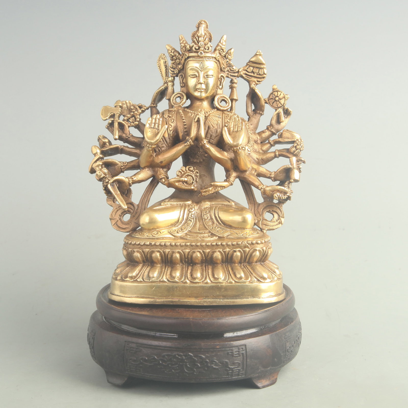 A GILT BRONZE CUNDI BODHISATTVA STATUE (1 of 5)