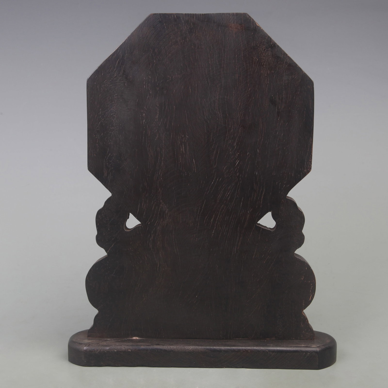 OLD REDWOOD CARVED TABLE SCREEN WITH CHARACTER PATTERN - 4