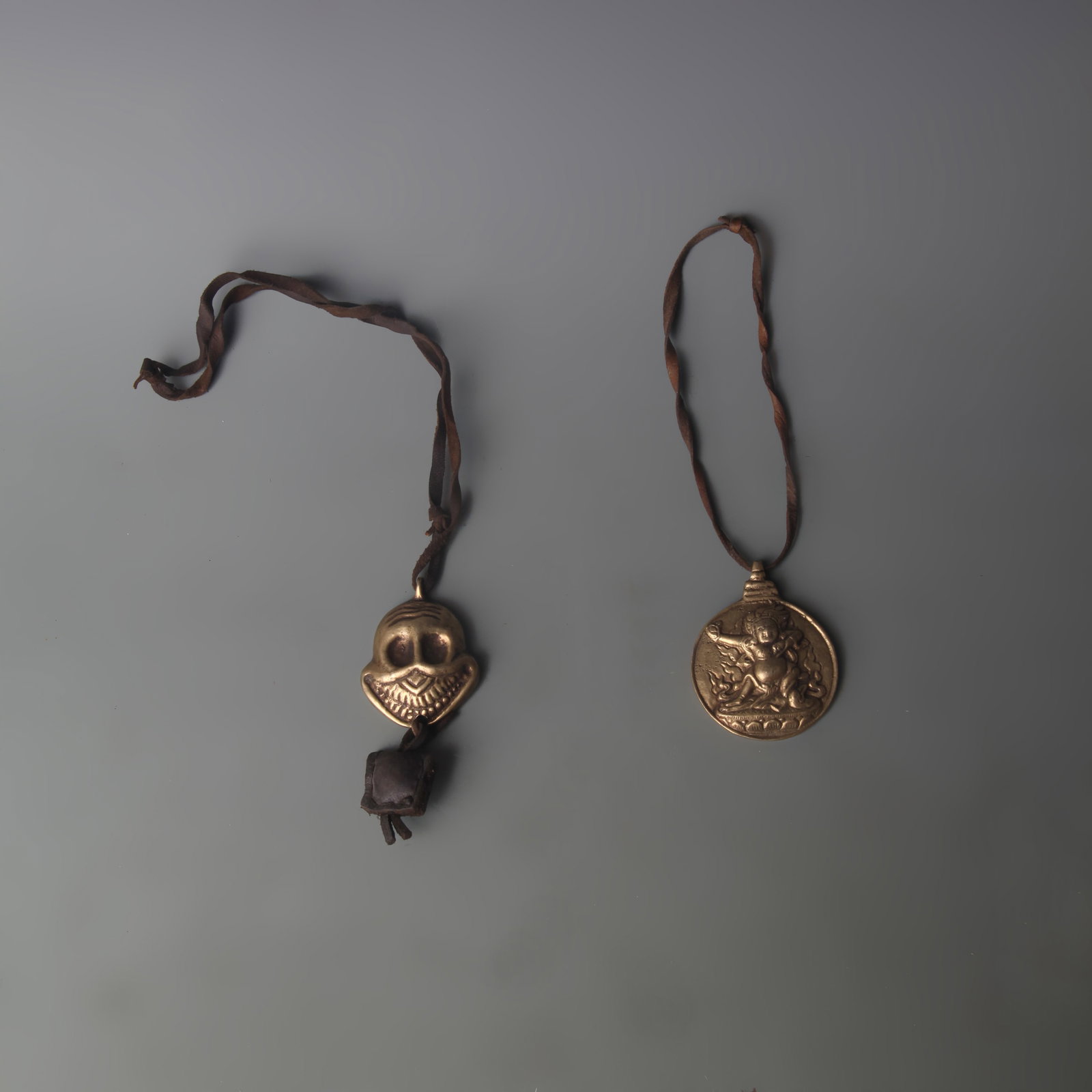 TIBETAN BUDDHIST RITUAL IMPLEMENTS SET: Qing Dynasty; Long: 2.1 inch to 2.5 inch; ;Wooden base for picture and display only.