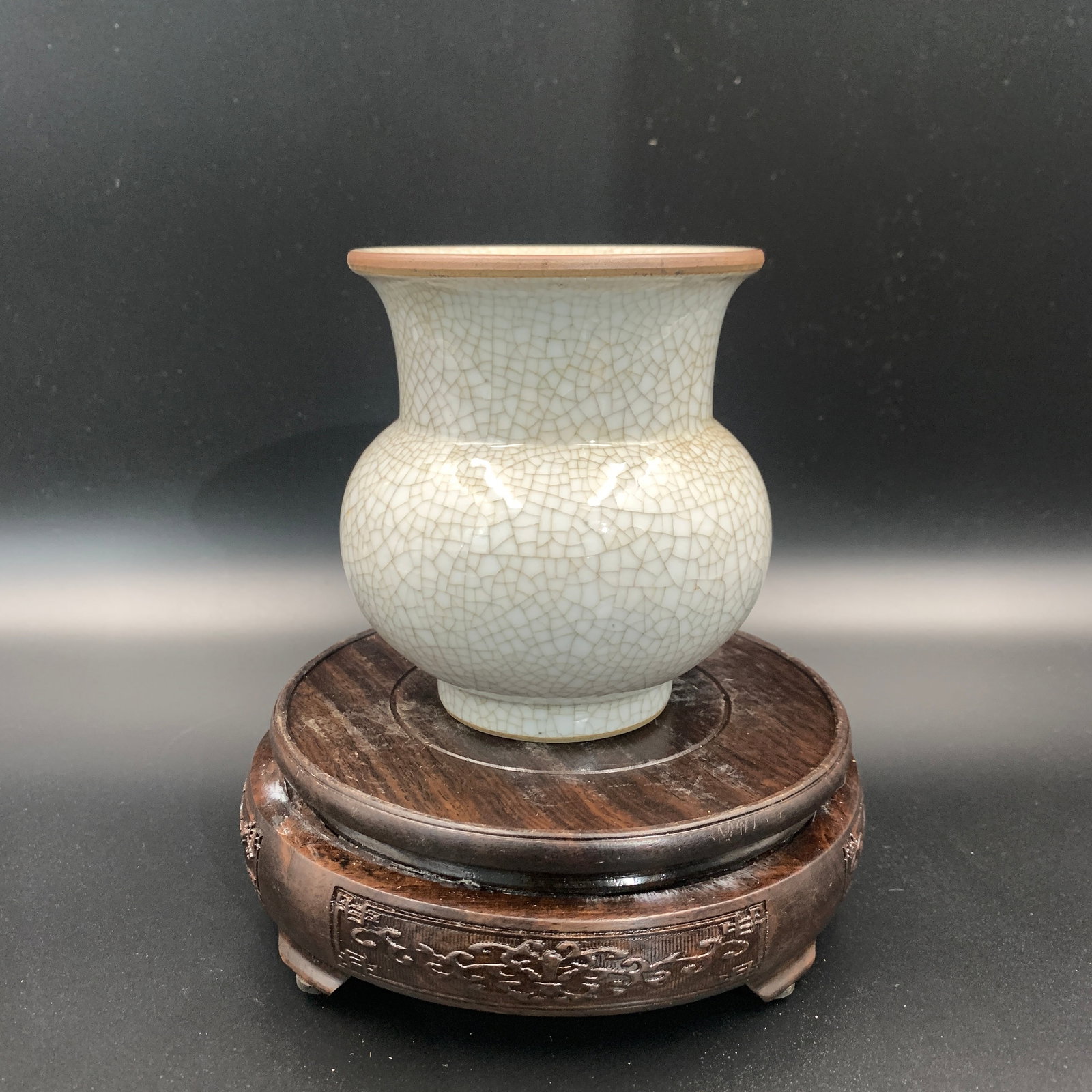 GE-WARE TYPE CRACKLE GLAZE JAR - 2