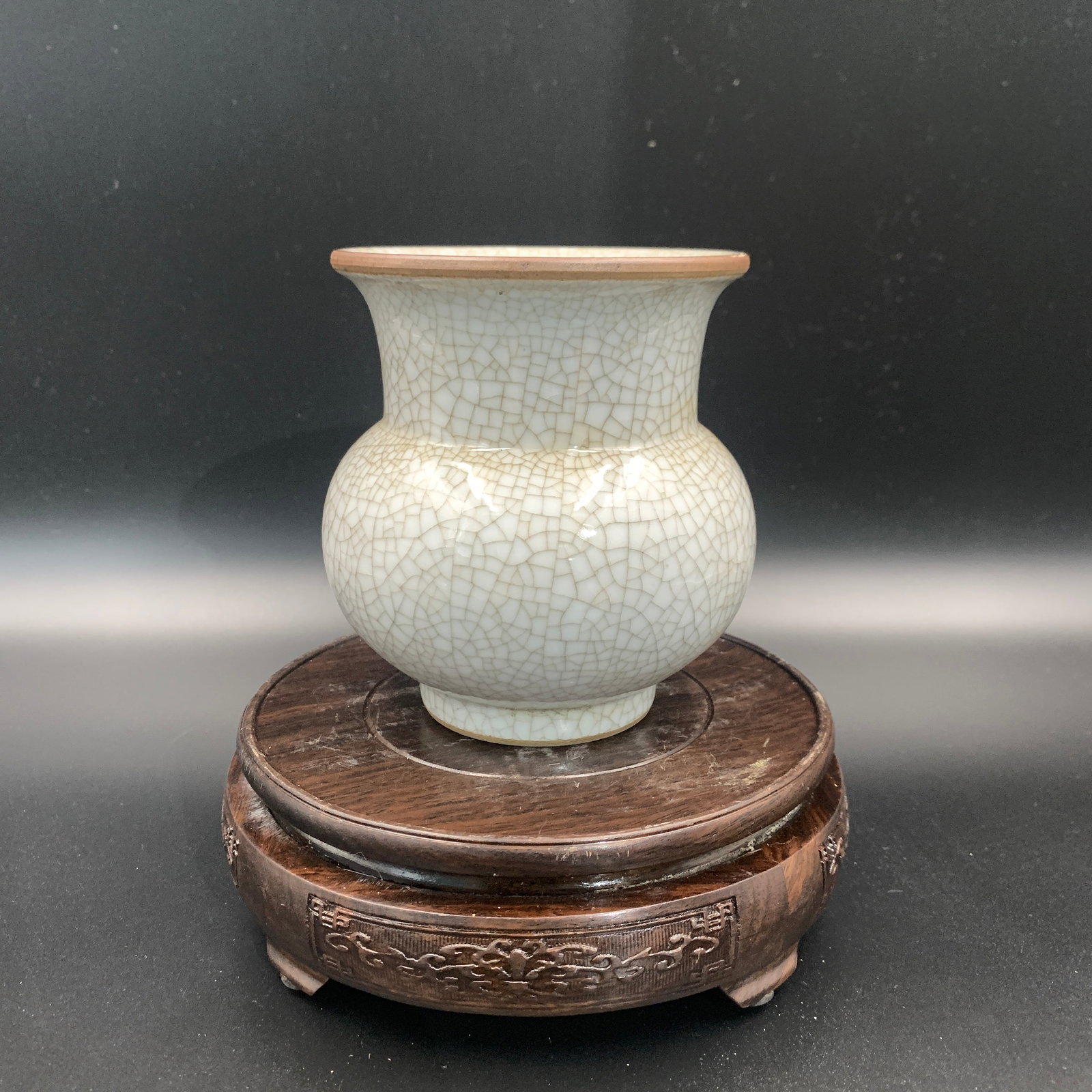 GE-WARE TYPE CRACKLE GLAZE JAR - 3