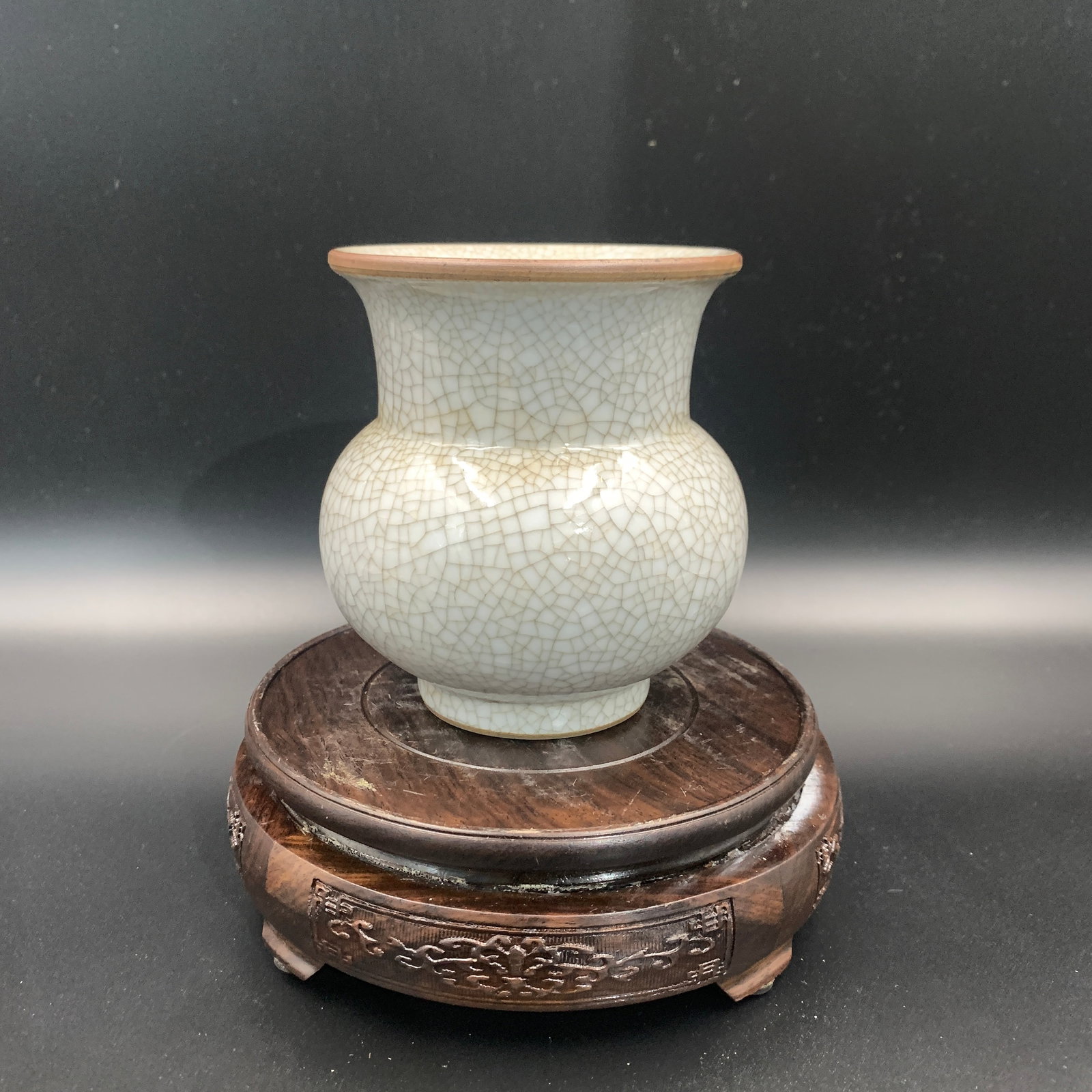 GE-WARE TYPE CRACKLE GLAZE JAR - 4
