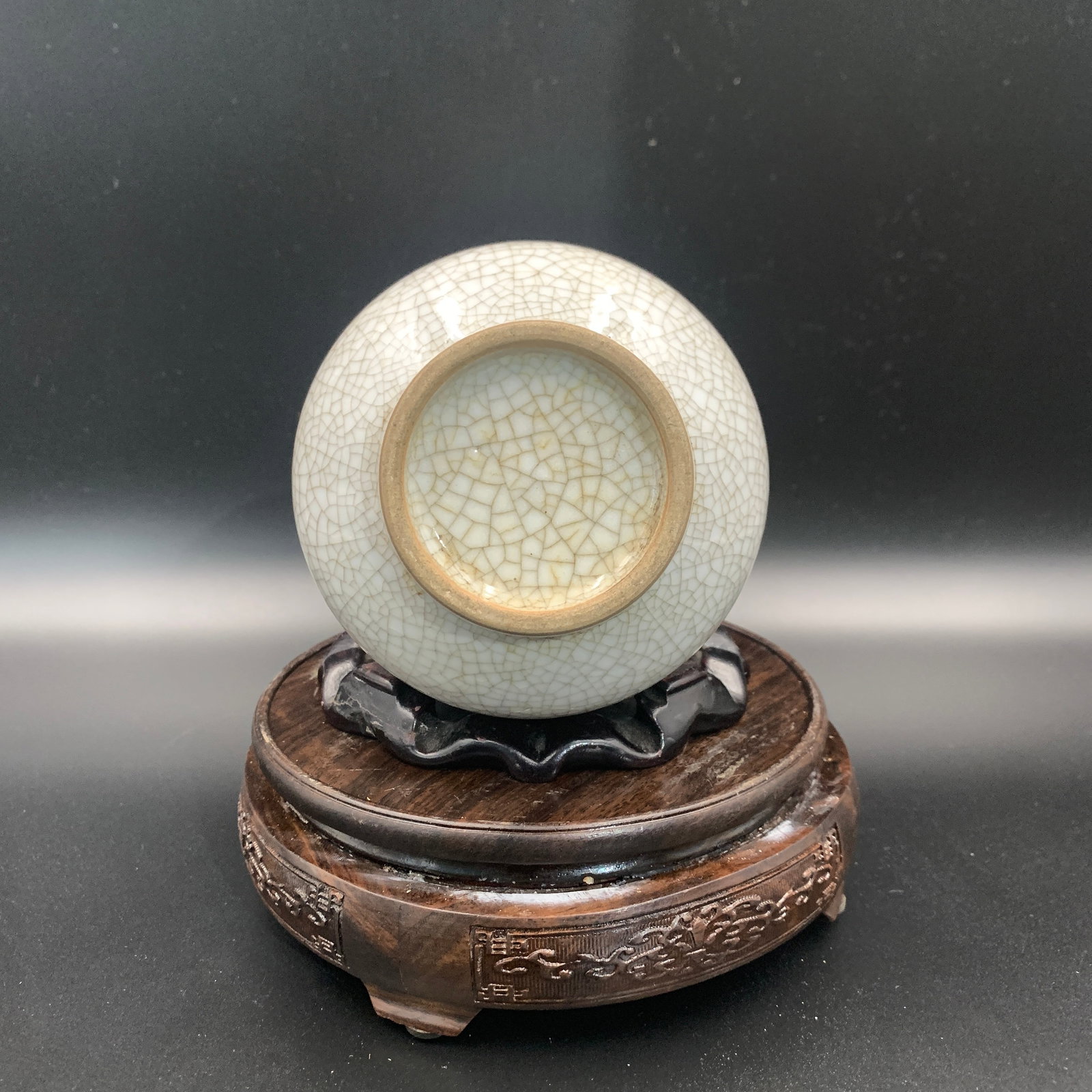 GE-WARE TYPE CRACKLE GLAZE JAR - 5
