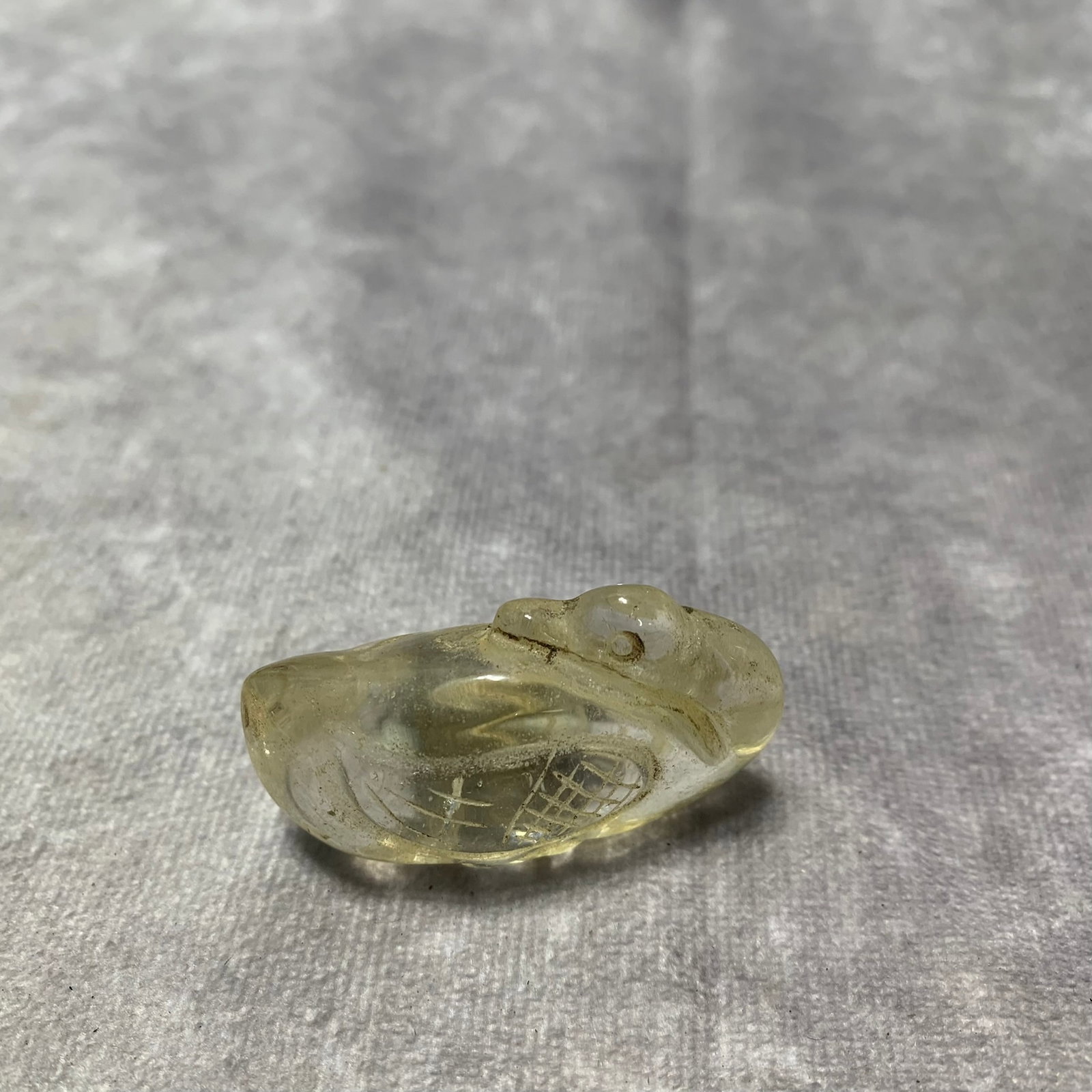 REPUBLIC OF CHINA NATURAL CRYSTAL CARVED GOOSE: Republic Period; Long: 1.8 inch; Width: 0.6 inch; High: 1.1 inch; ;Wooden base for picture and display only.