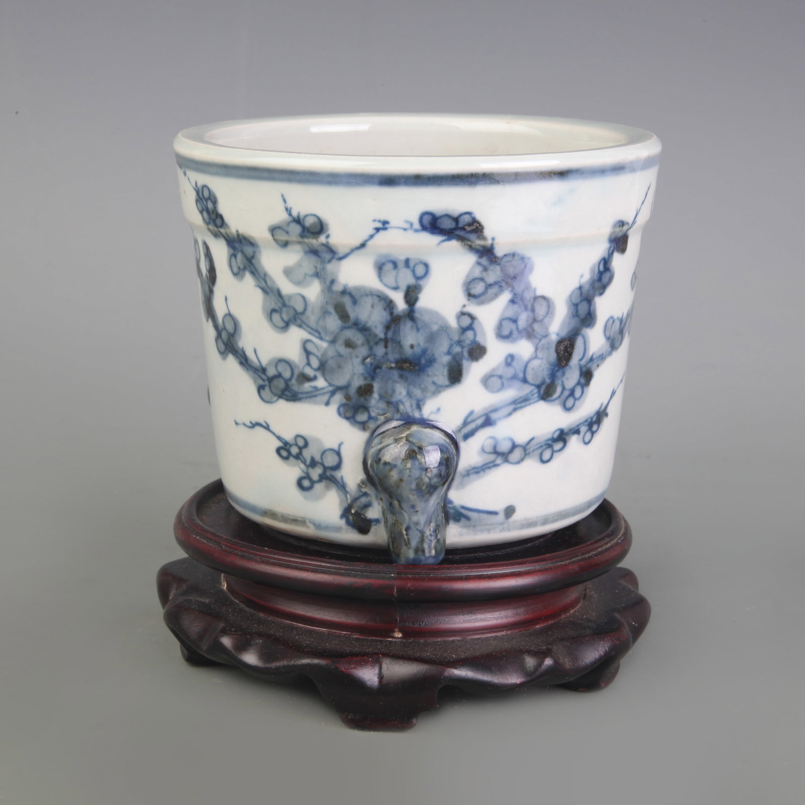 BLUE AND WHITE FLORAL PATTERN PORCELAIN FLOWER POT - 4