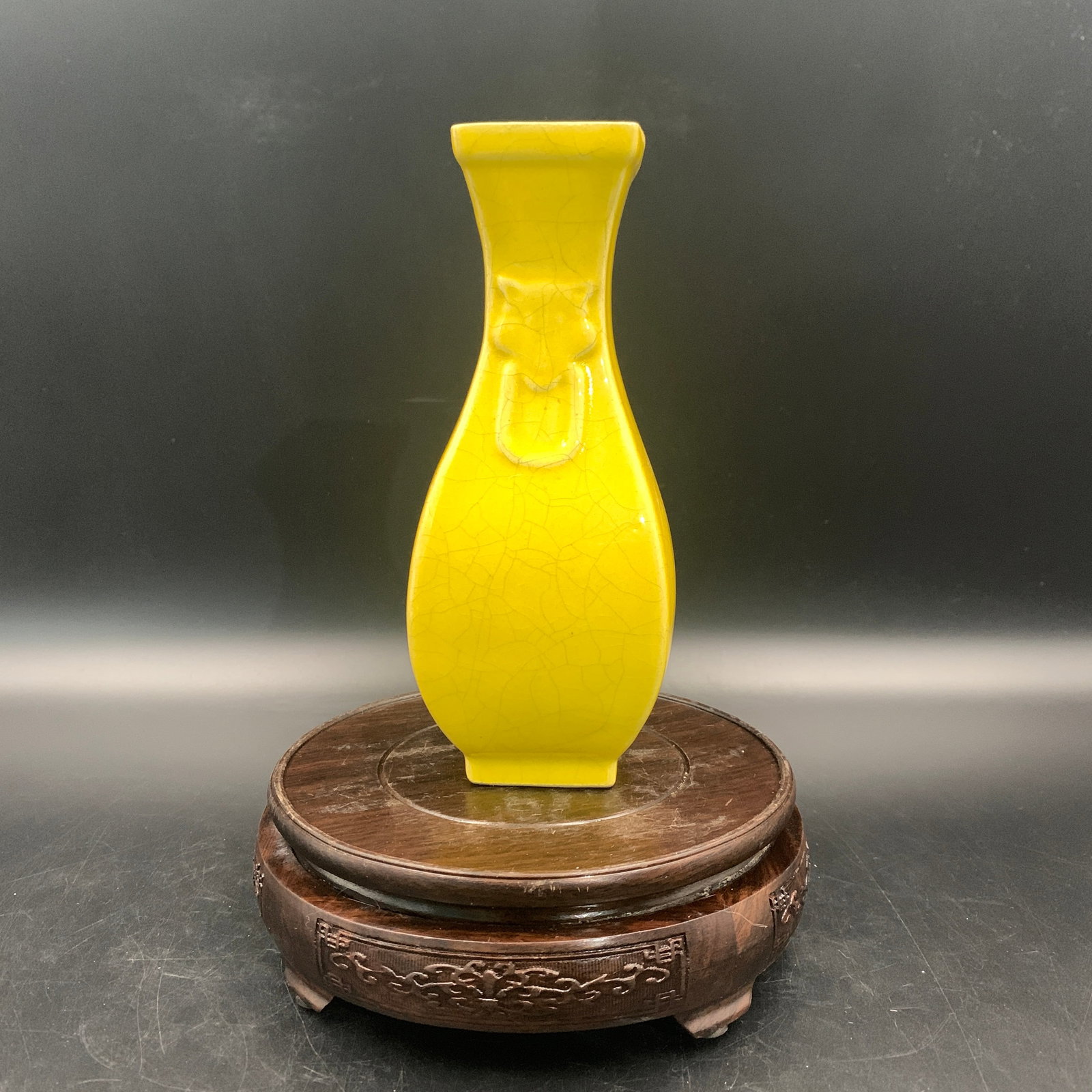 MUSTARD YELLOW GLAZE PORCELAIN VASE