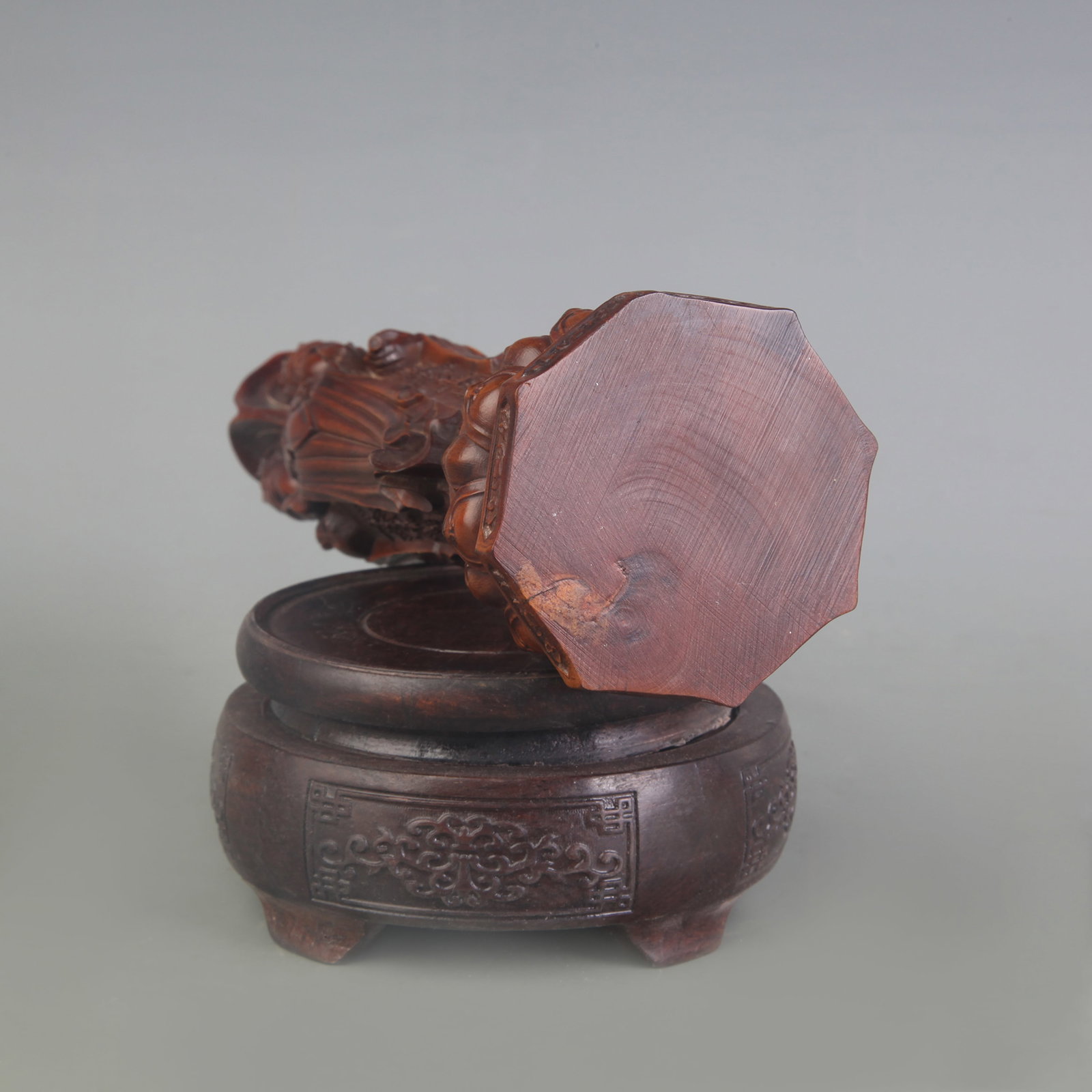 THREE-FACED GUANYIN WOOD STATUE - 5