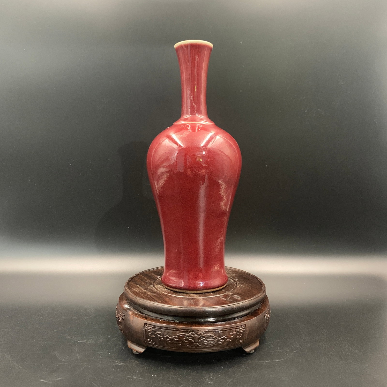 PEACH-BLOOM COLOR GLAZED PORCELAIN BOTTLE VASE