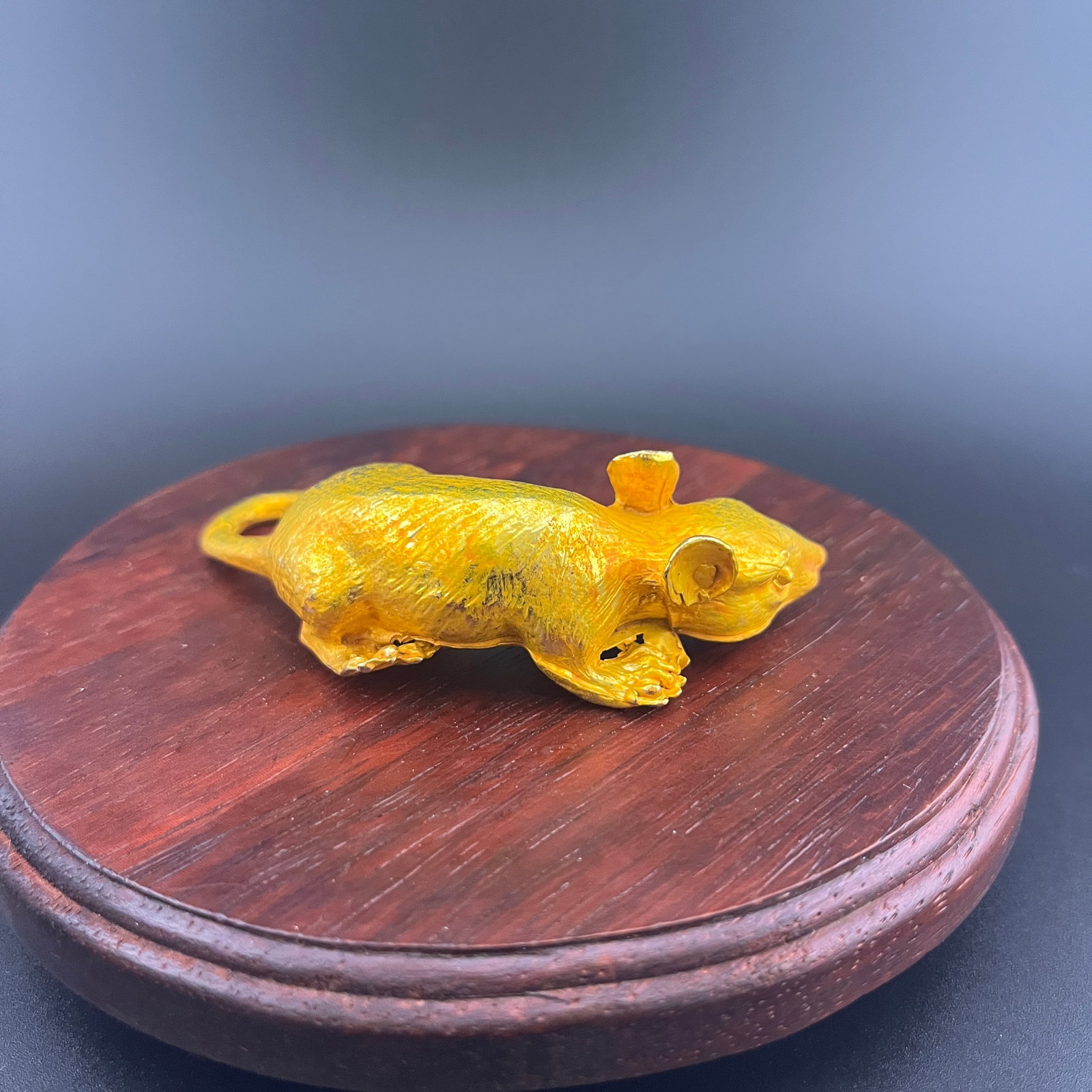 GILT BRONZE MOUSE FIGURINE - 3