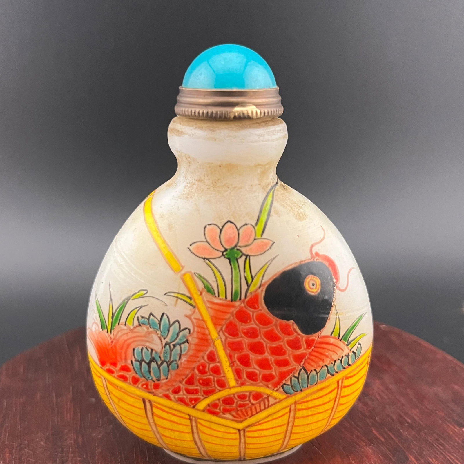 INSIDE-PAINTED GLASS SNUFF BOTTLE