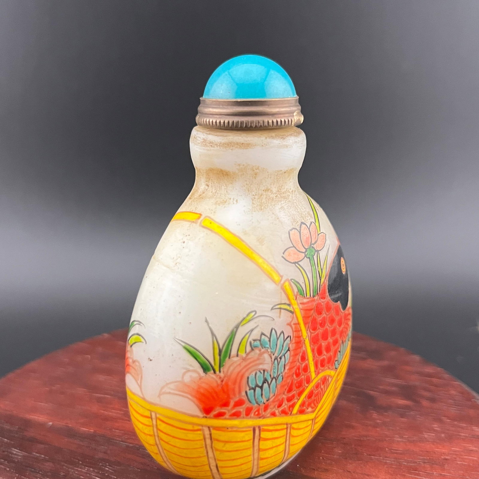 INSIDE-PAINTED GLASS SNUFF BOTTLE - 2