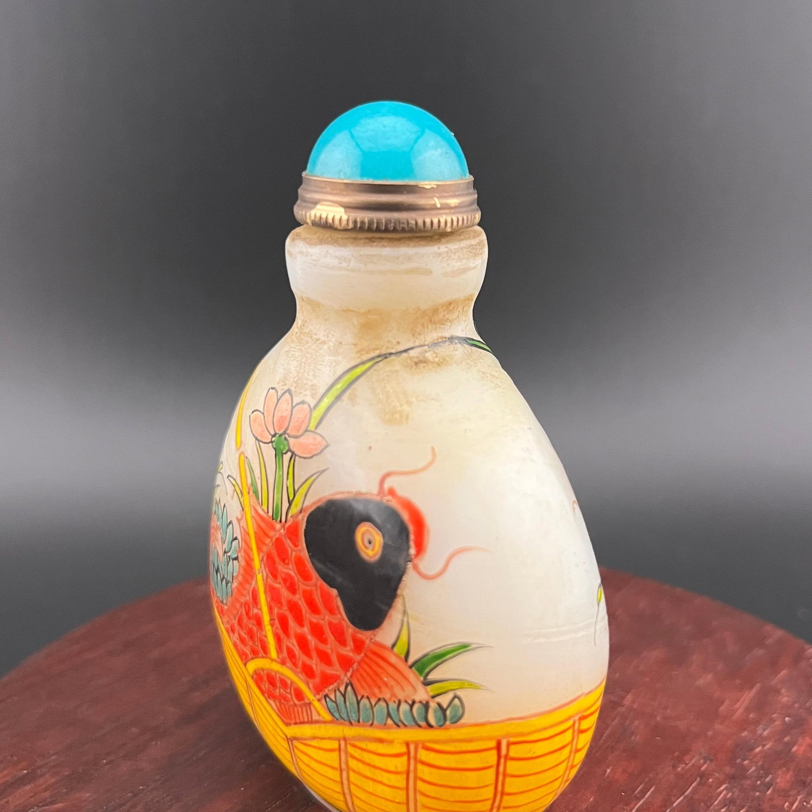 INSIDE-PAINTED GLASS SNUFF BOTTLE - 3