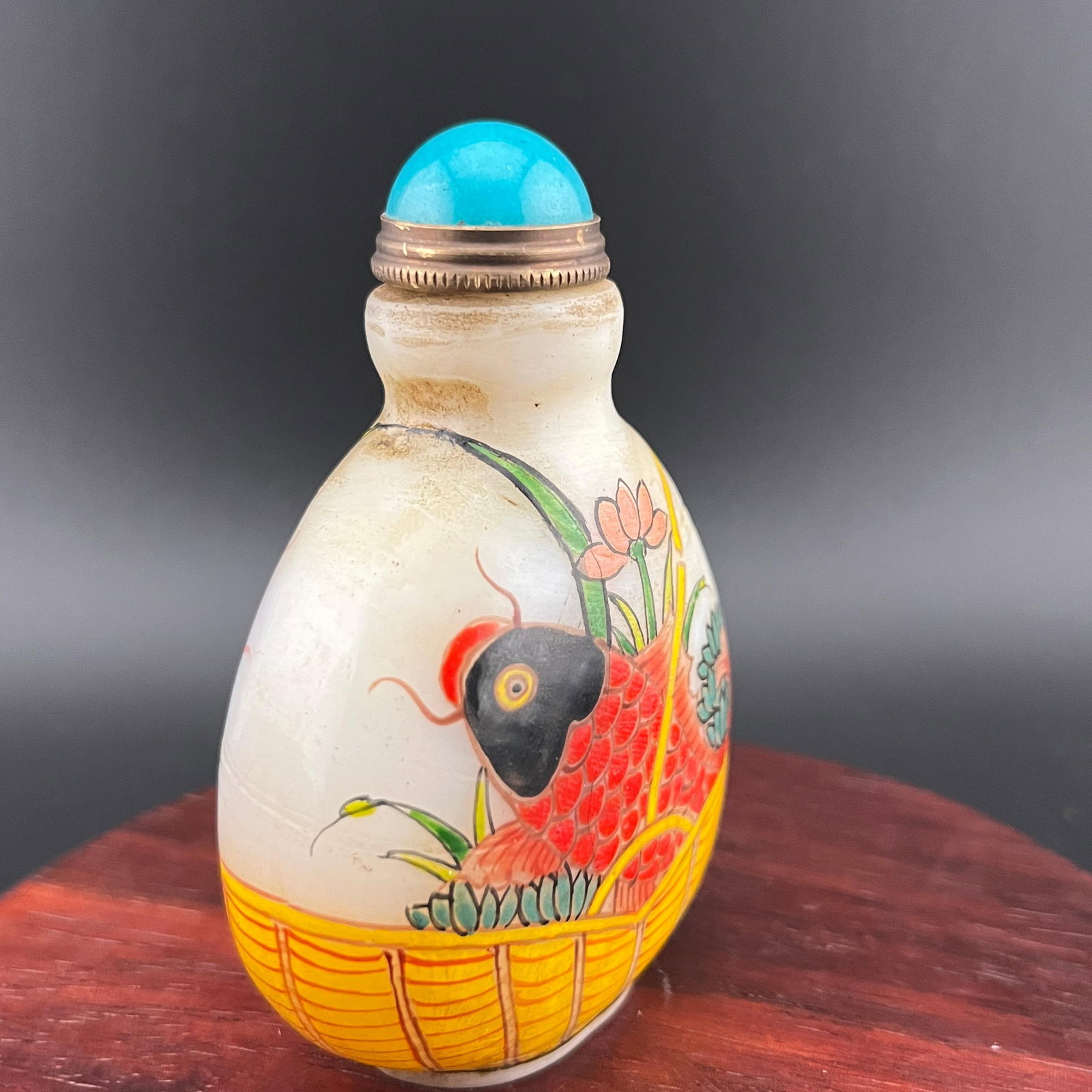 INSIDE-PAINTED GLASS SNUFF BOTTLE - 5