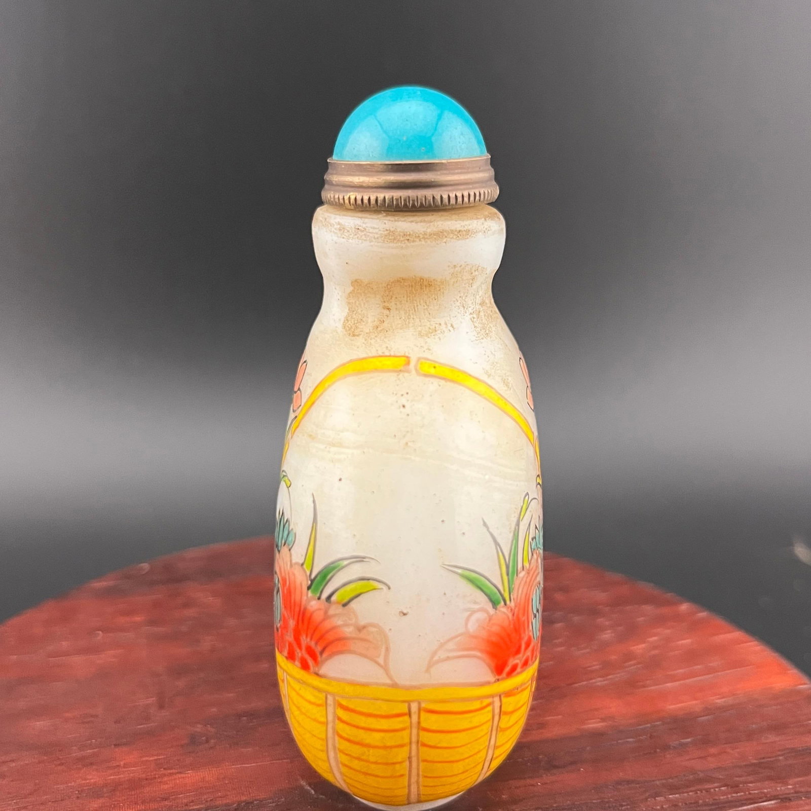 INSIDE-PAINTED GLASS SNUFF BOTTLE - 6