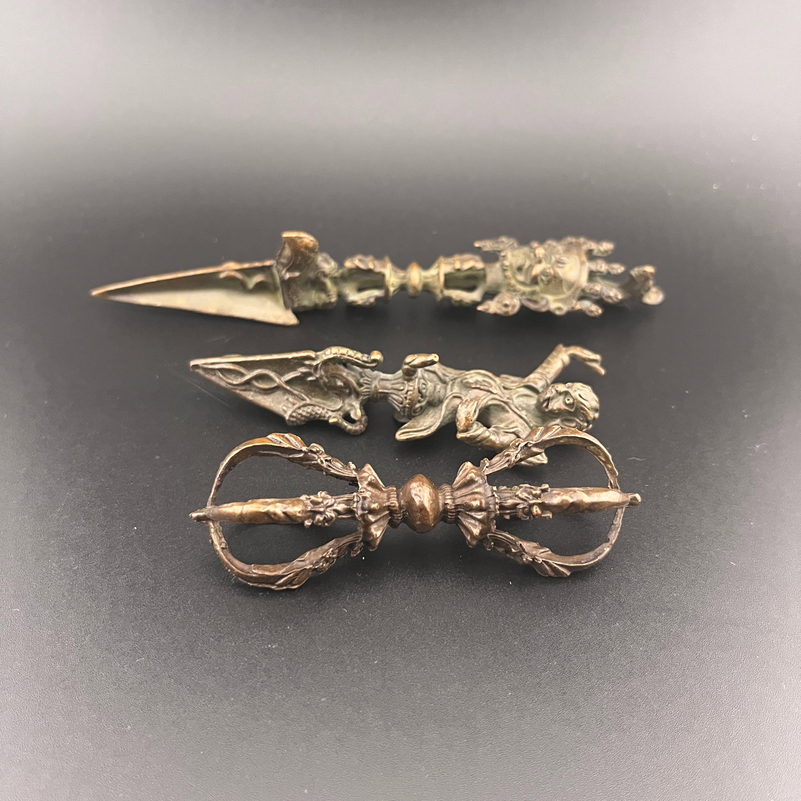 TIBETAN RITUAL PHURBA DAGGERS AND VAJRA SET - 6