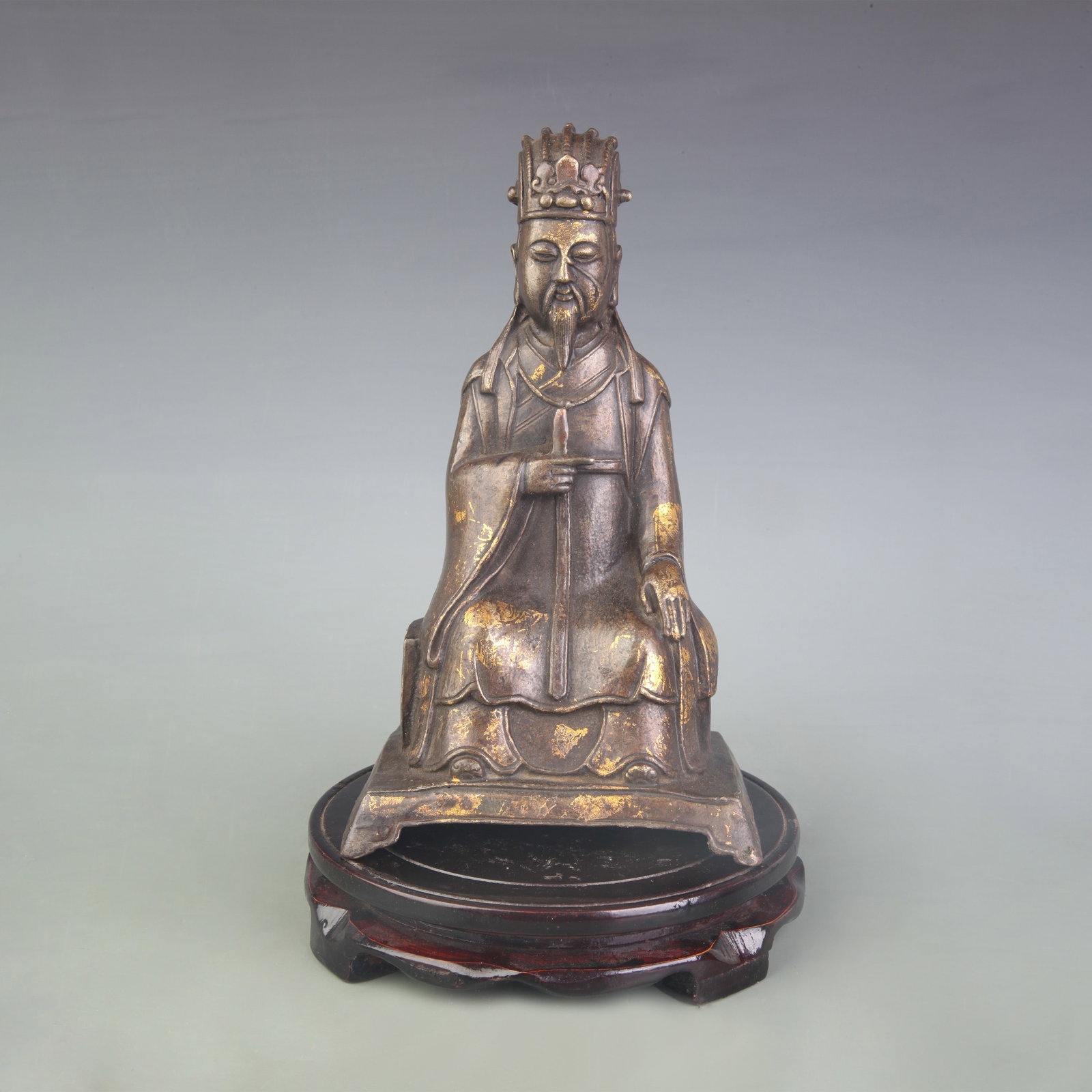 A FINE BRONZE CIVIL GOD OF WEALTH STATUE