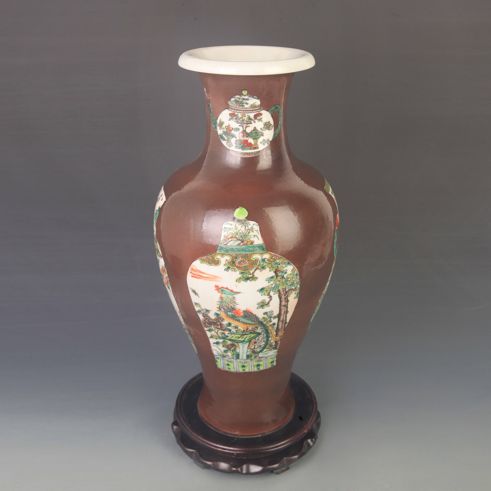 FAMILLE ROSE SAUCE GLAZE OPEN LIGHT LARGE VASE