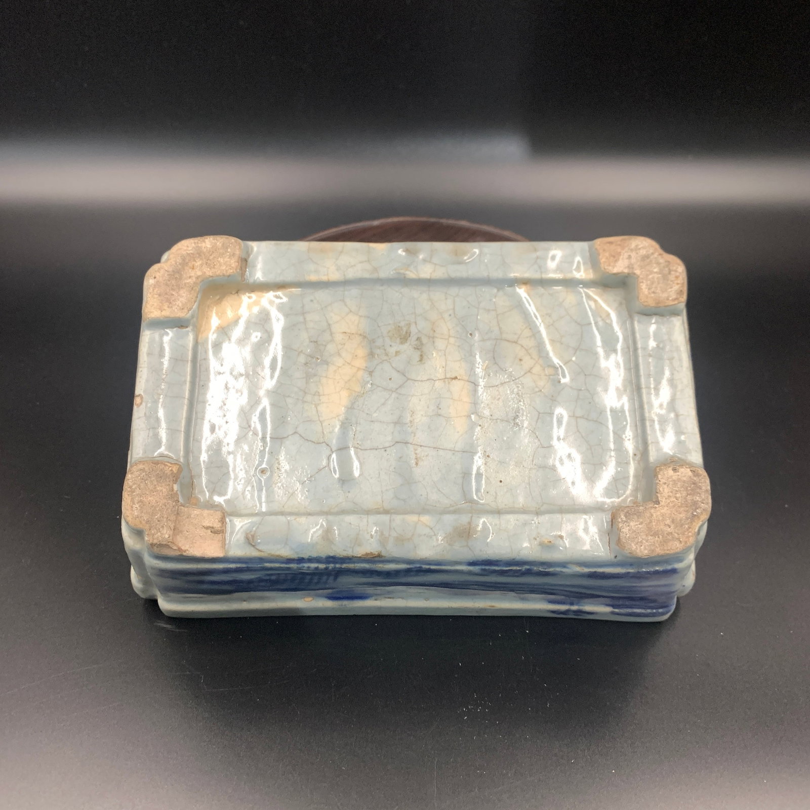BLUE AND WHITE RECTANGULAR BONSAI PORCELAIN PLANTER - 5