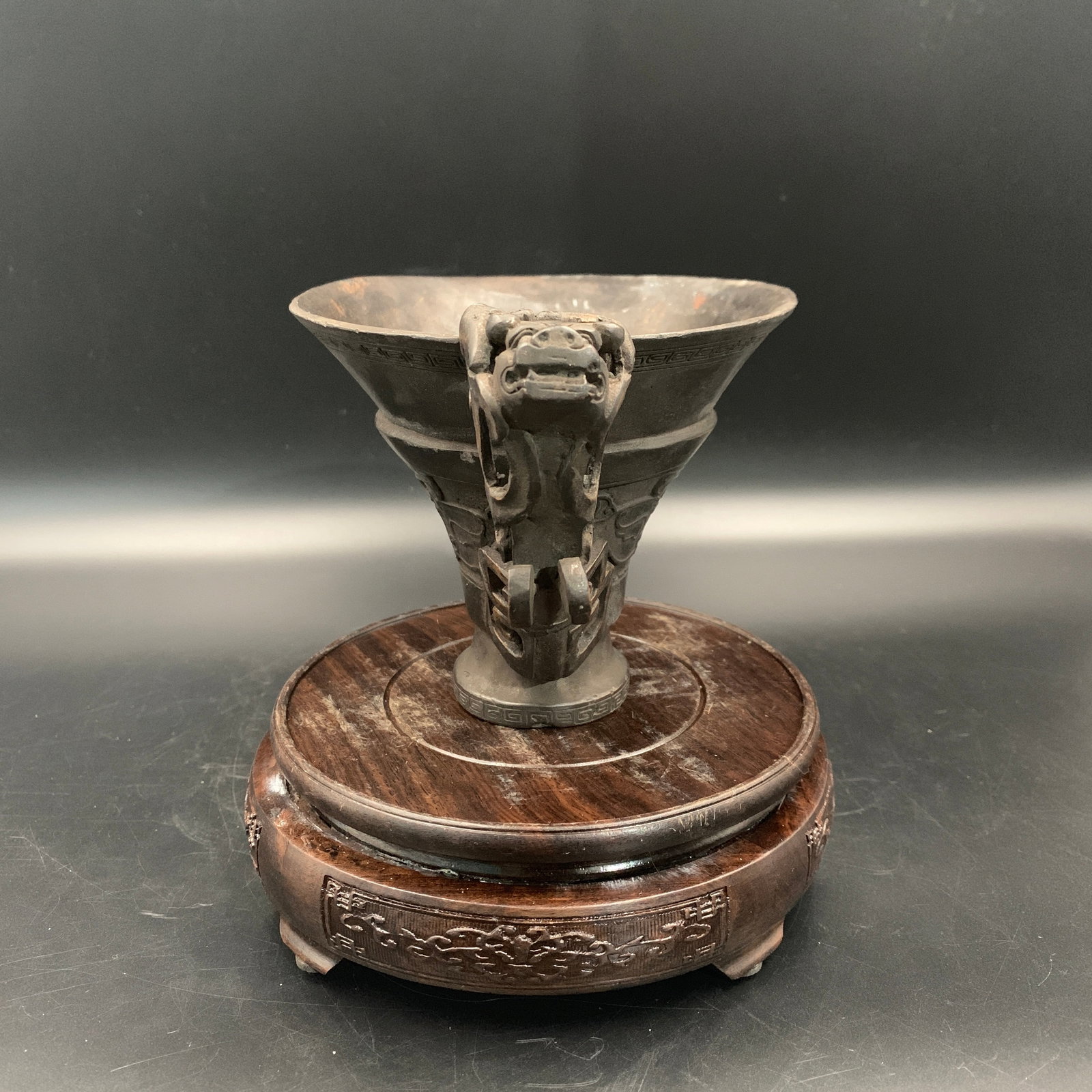 A FINE BRONZE LIBATION WINE SERVERS - 3