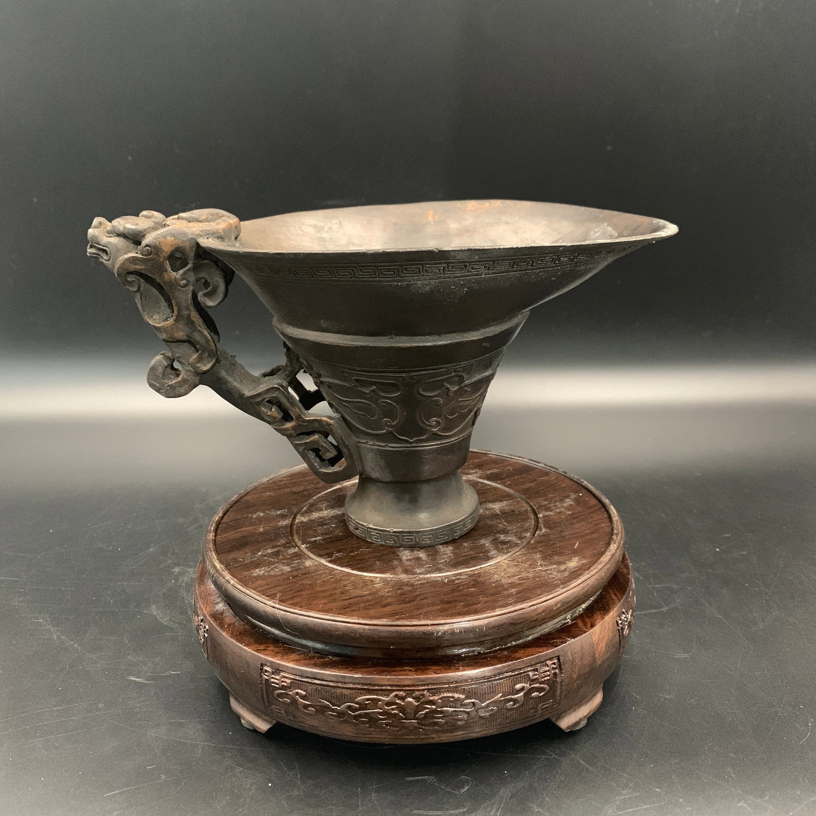 A FINE BRONZE LIBATION WINE SERVERS - 4