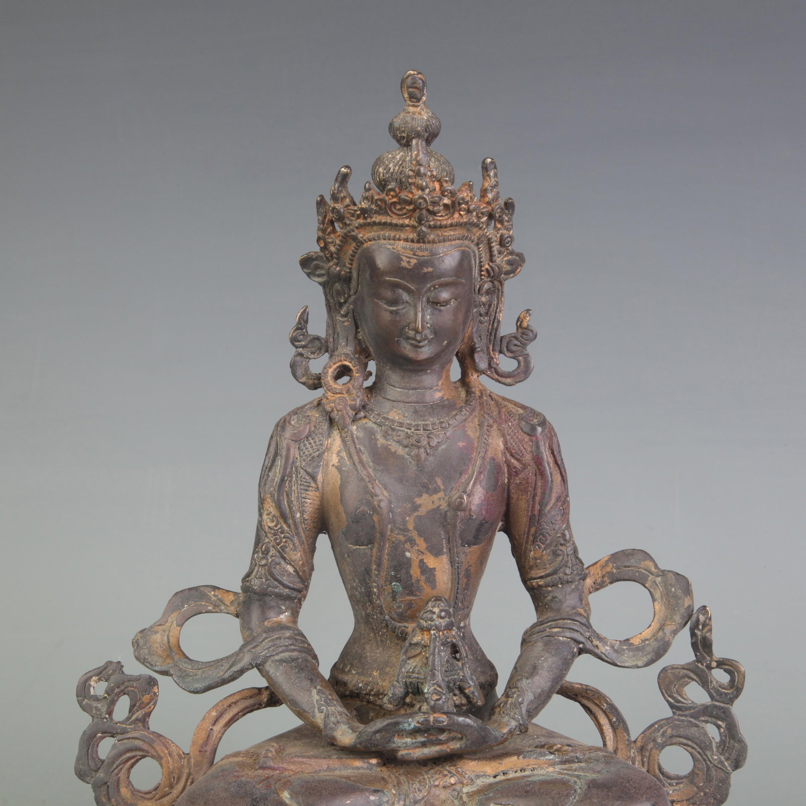A FINE BRONZE LONGEVITY BUDDHA STATUE - 2