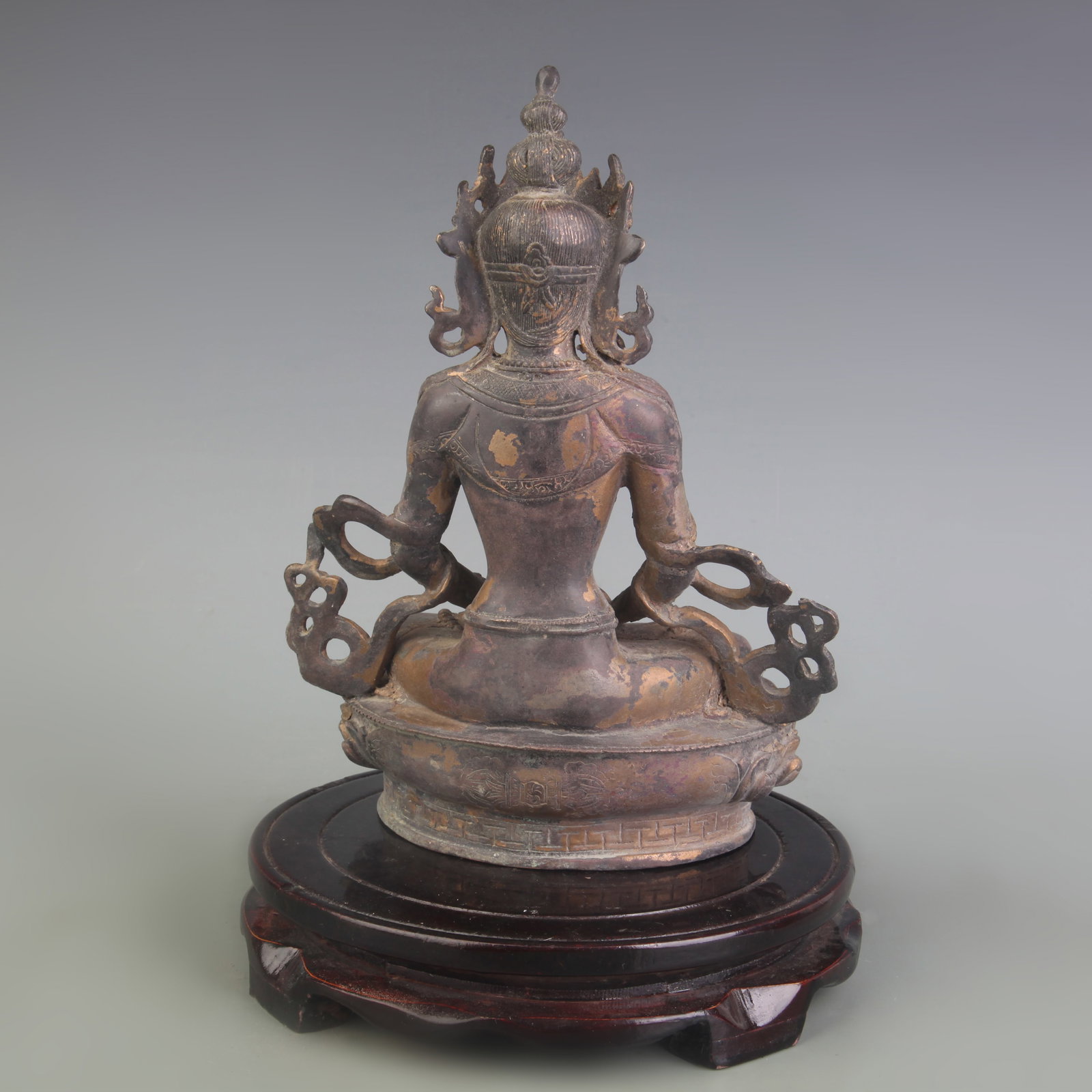 A FINE BRONZE LONGEVITY BUDDHA STATUE - 4