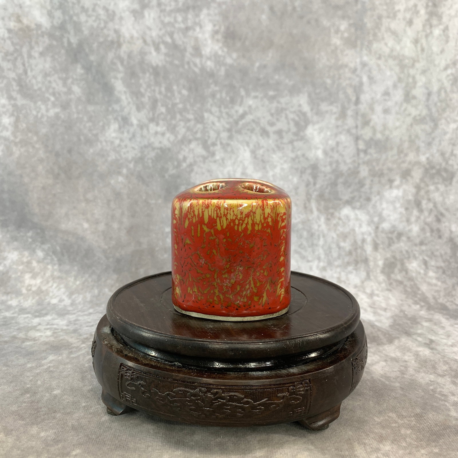 JUN-TYPE MOTTLED RED GLAZE BRUSH HOLDER - 4
