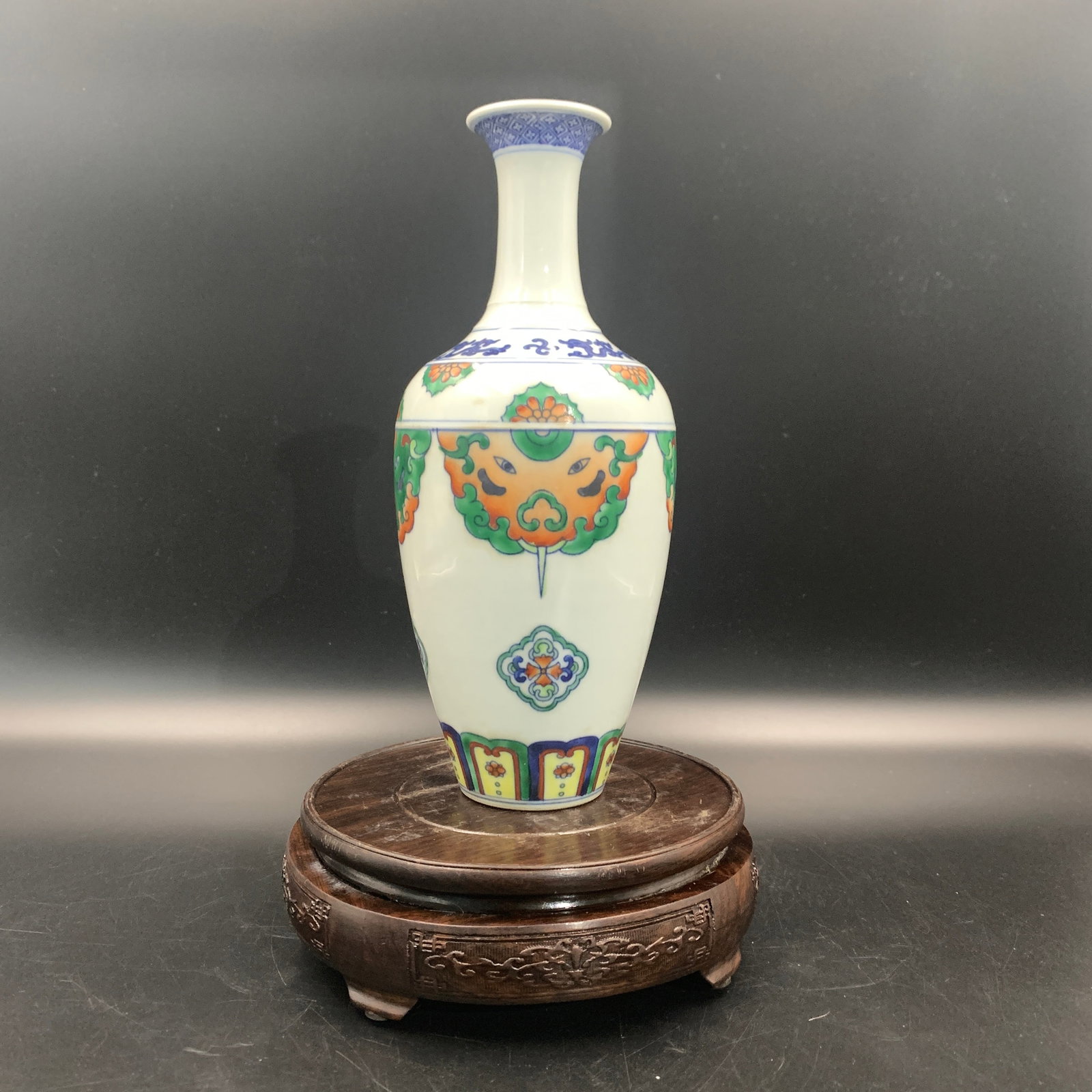 DOUCAI COLOR TAOTIE MASK STYLE PORCELAIN VASE