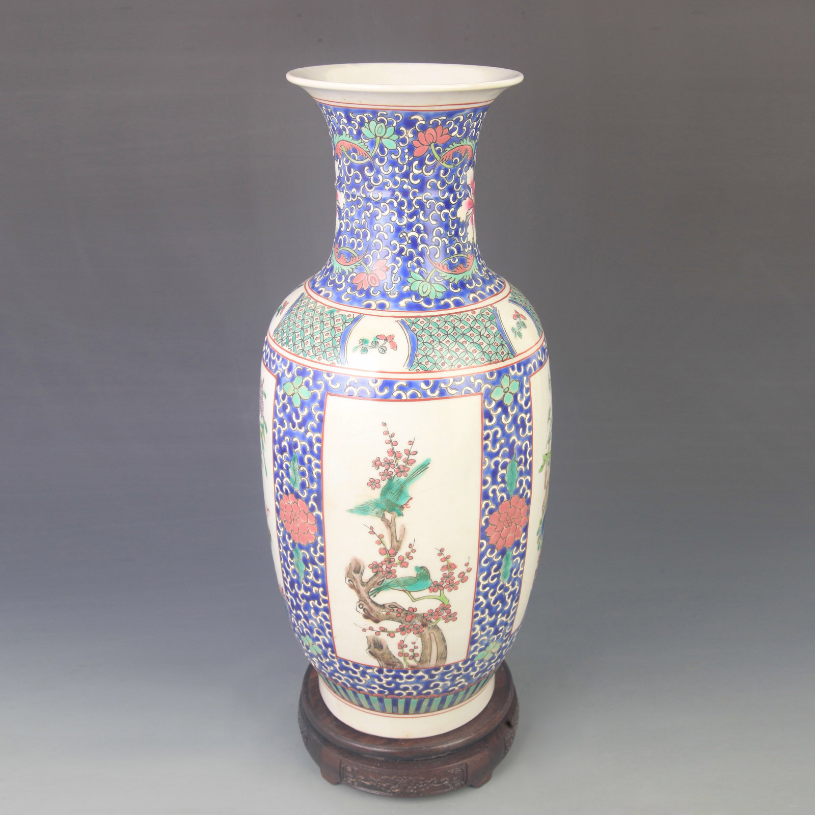 ORCHID GROUND CELESTIAL GLOBE VASE WITH FLOWER AND BIRD PATTERNS (1 of 7)