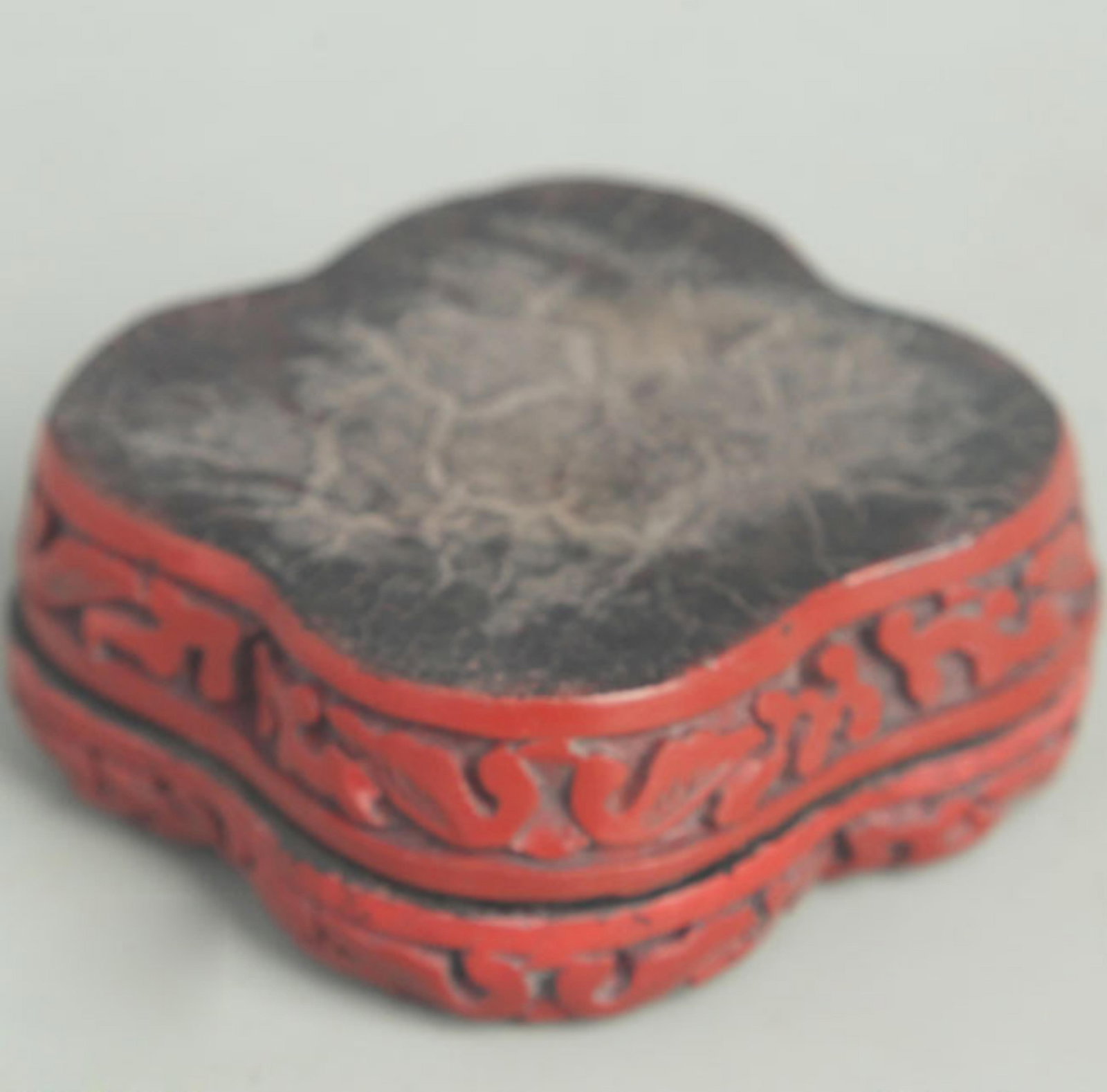 CARVED RED LACQUER EIGHT TREASURES PATTERN INCENSE BOX - 4