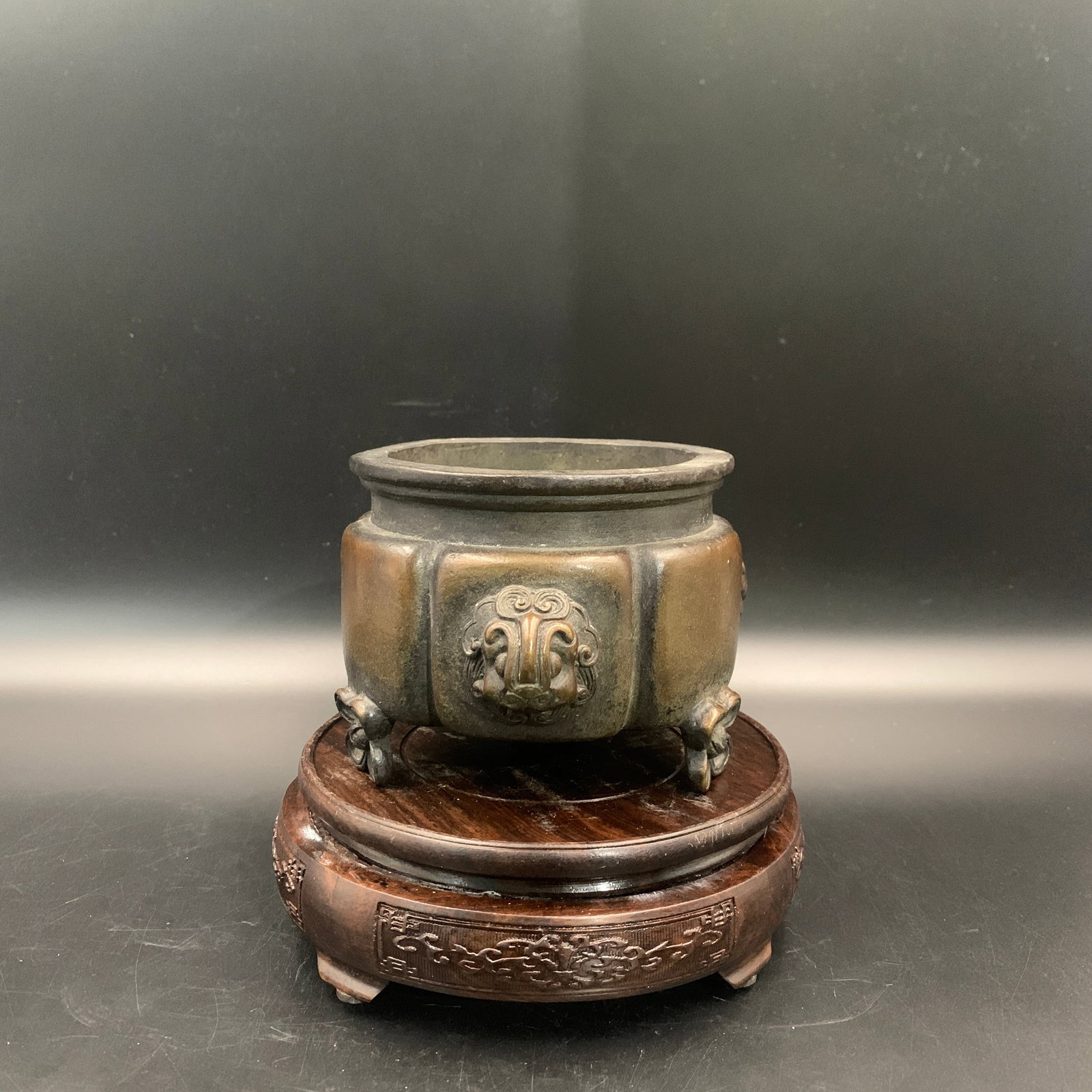 BRONZE THREE-LEGGED TAOTIE CENSER