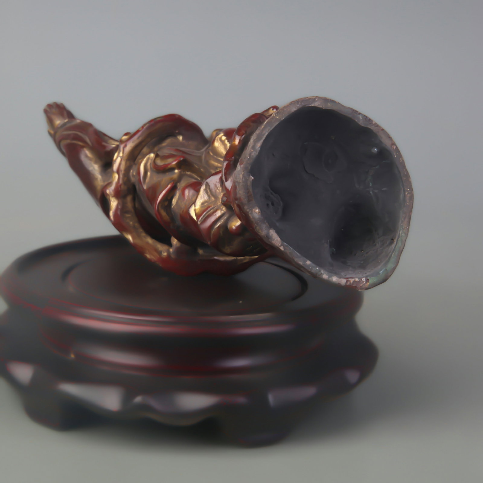A GILT BRONZE ELDERLY SCHOLAR FIGURE - 5