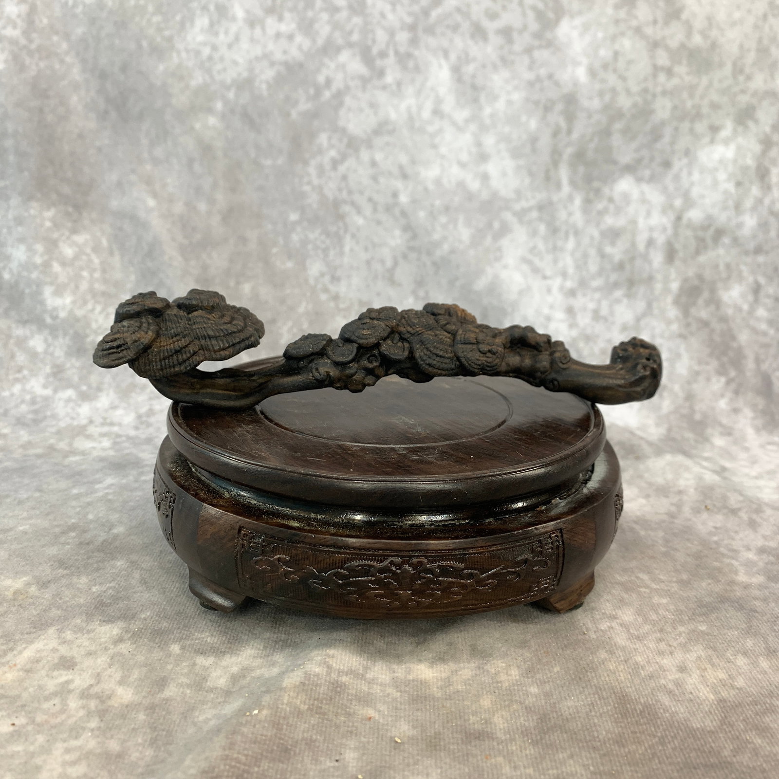 A FINE CARVED HARDWOOD LINGZHI RUYI SCEPTER