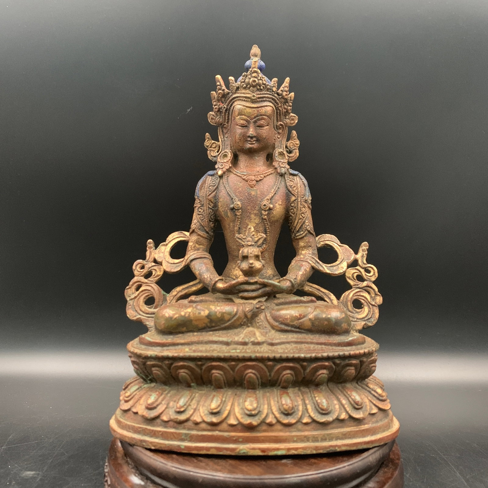 RARE GILT BRONZE TIBETAN AMITAYUS (BUDDHA OF INFINITE LIFE) (1 of 6)