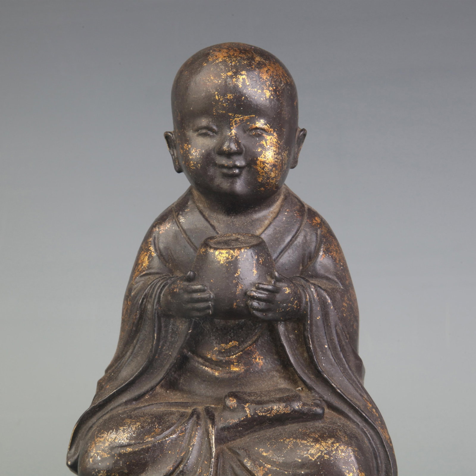 A FINE BRONZE BUDDHIST MONK STATUE - 2
