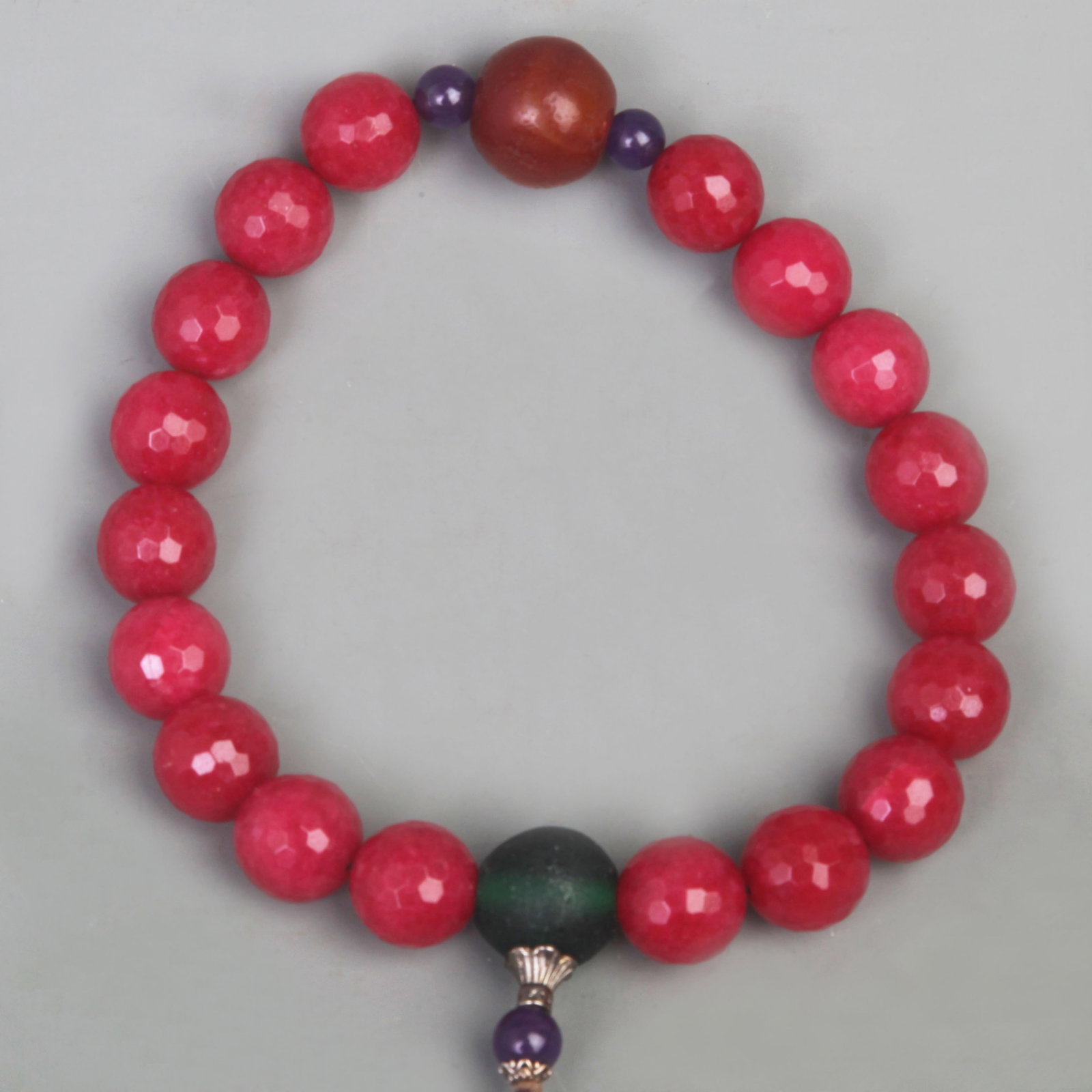18-PIECE JADE BEADS WITH JADE ACCESSORIES, CRYSTAL, AND GLASS: Qing Dynasty; Diameter: 0.7 inch
