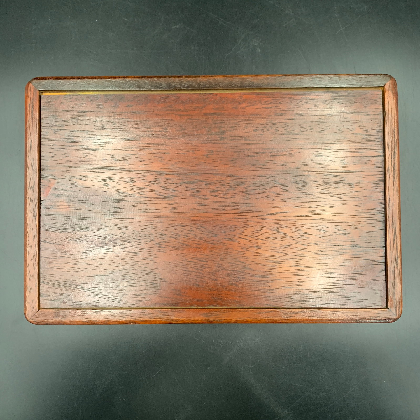 A FINE INLAID AND LACQUERED HARDWOOD RECTANGULAR TEA TRAY - 4