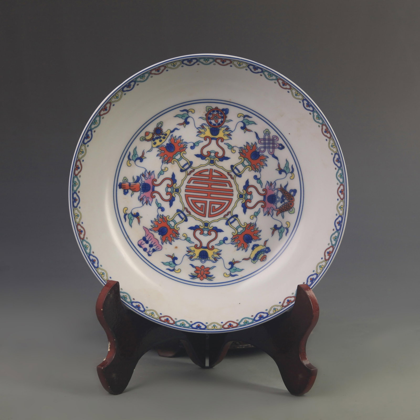 DOUCAI COLOR EIGHT TREASURE PATTERN PORCELAIN PLATE (1 of 5)