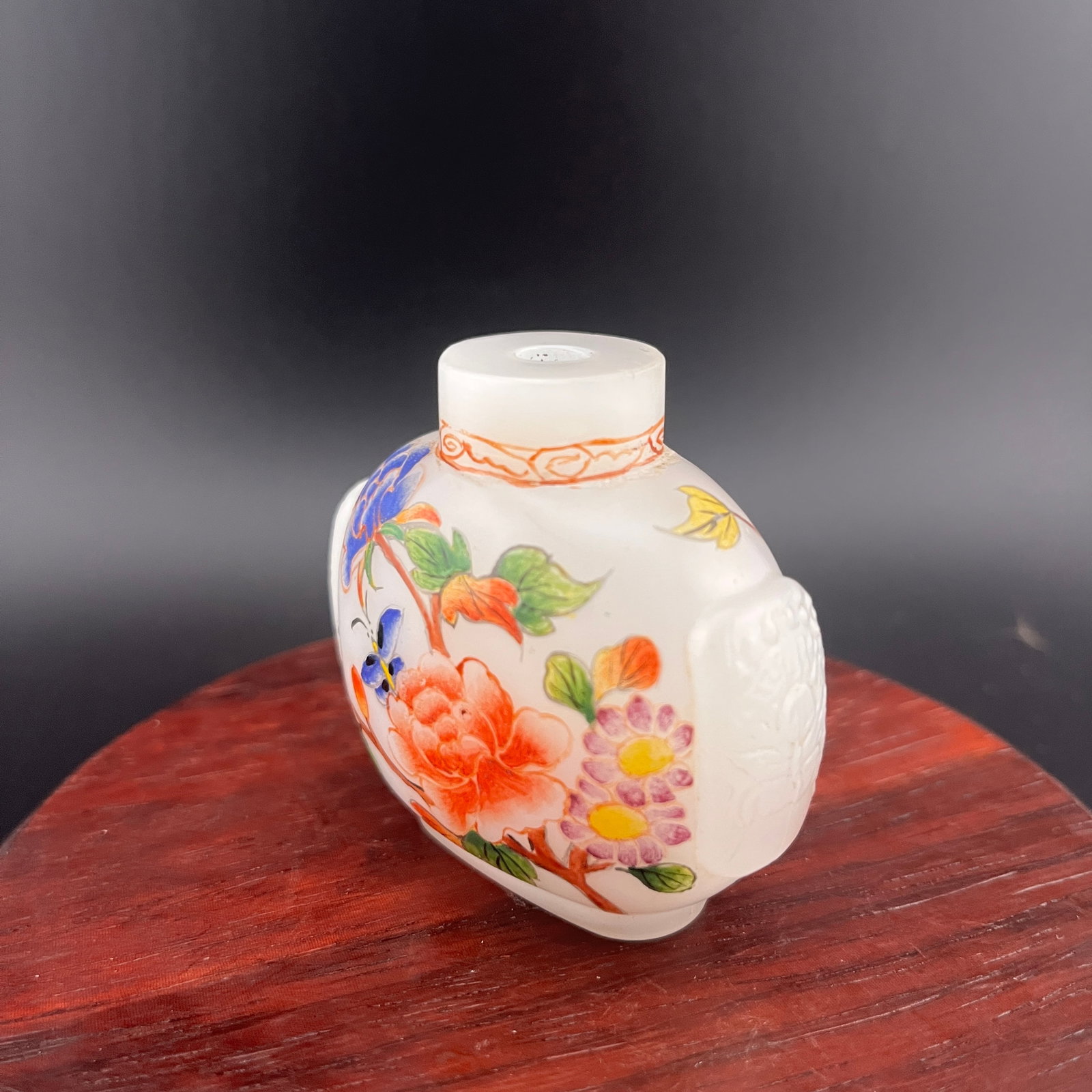A FINE GLASS MADE FISH PATTERN SNUFF BOTTLE - 3