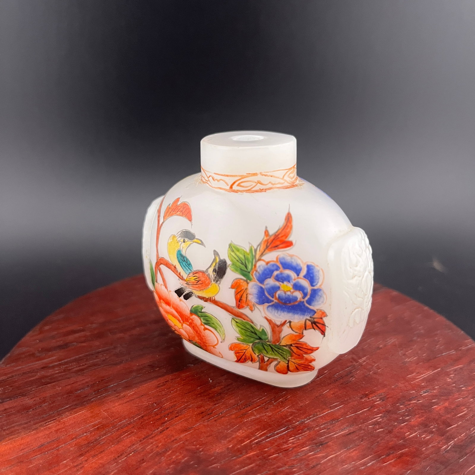 A FINE GLASS MADE FISH PATTERN SNUFF BOTTLE - 6