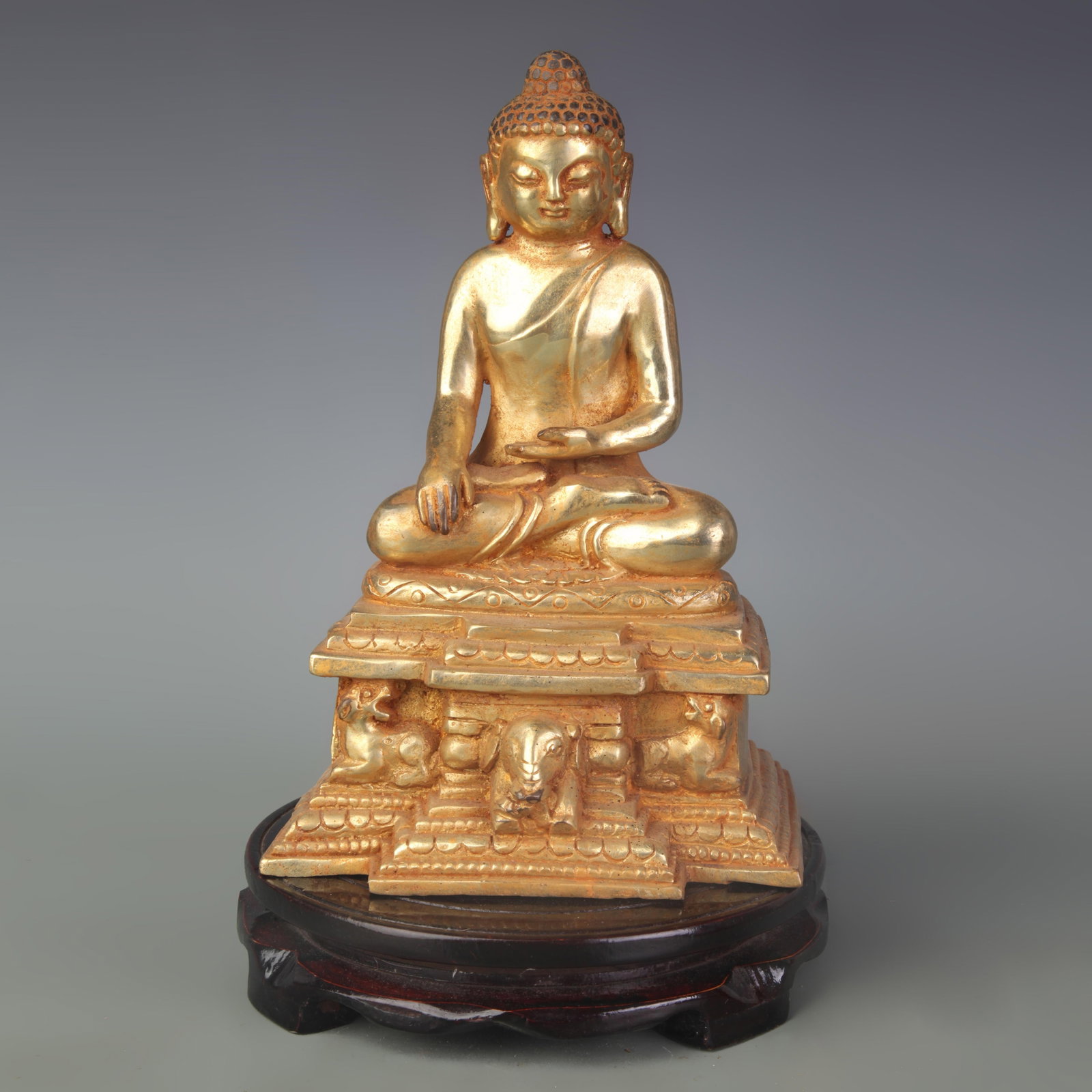 RARE GILT BRONZE SAKYAMUNI BUDDHA FIGURE (1 of 5)