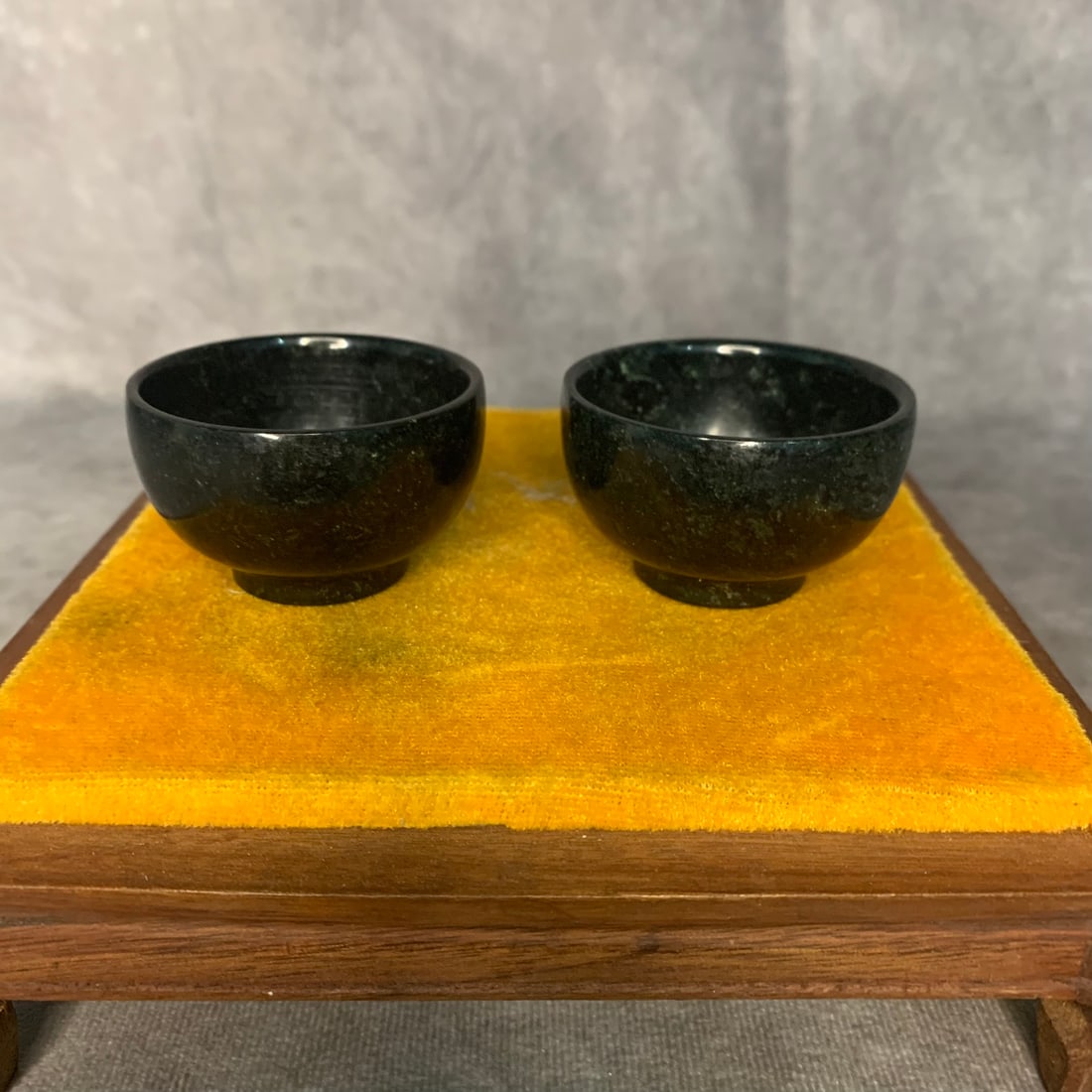PAIR OF GREEN JADE MADE CUPS