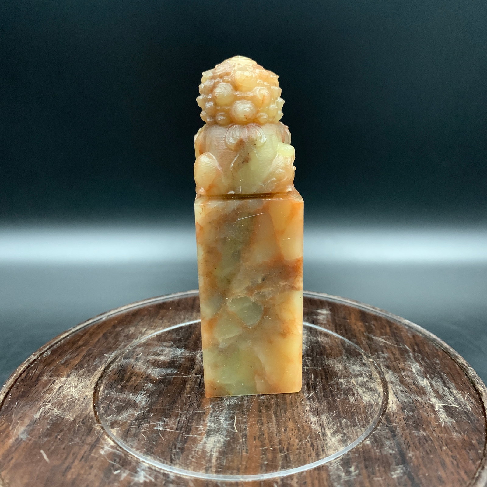 CARVED SOAPSTONE STANDING LION RECTANGULAR SEAL - 5