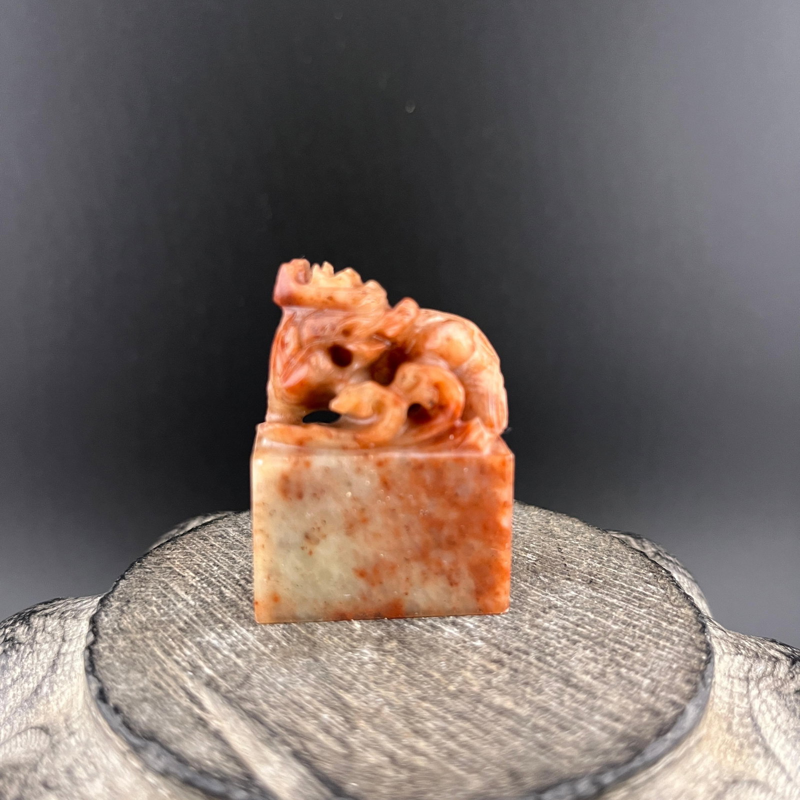 SMALL CARVED SHOUSHAN STONE QILIN-FORM SQUARE SEAL