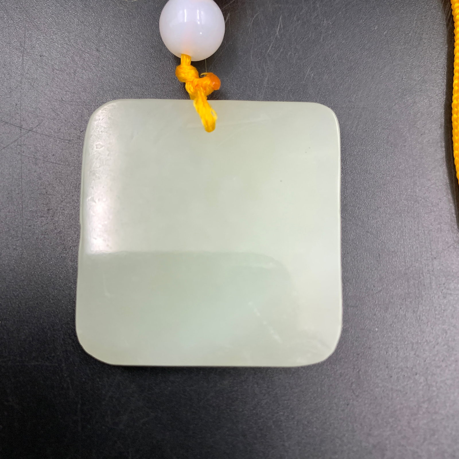 PLAIN WHITE JADEITE "WU SHI PAI" PLAQUE PENDANT - 2
