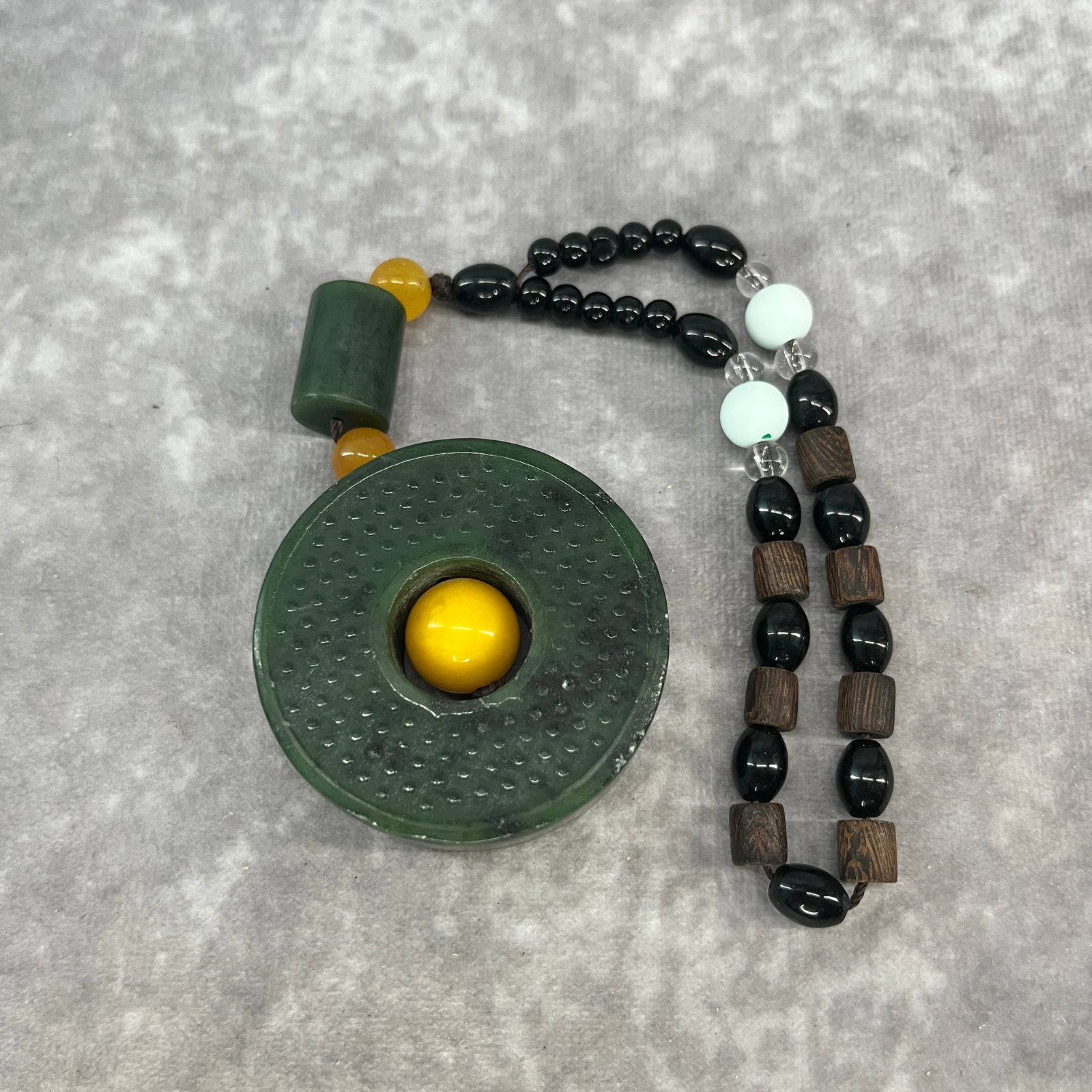 HINESE RITUAL JADE BI DISC PENDANT OR HANDHELD SCHOLAR'S TOGGLE