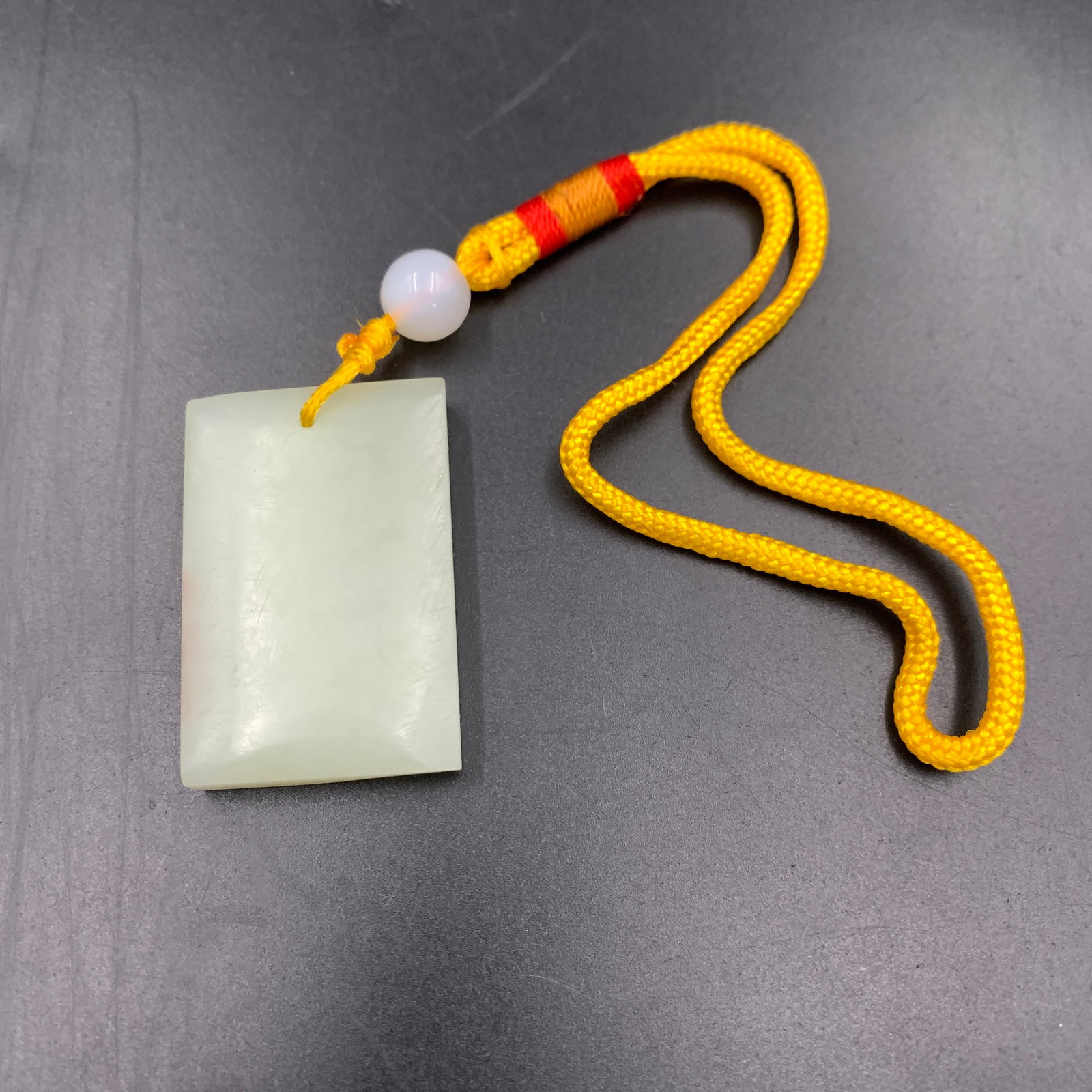 PLAIN WHITE JADEITE "WU SHI PAI" PLAQUE PENDANT