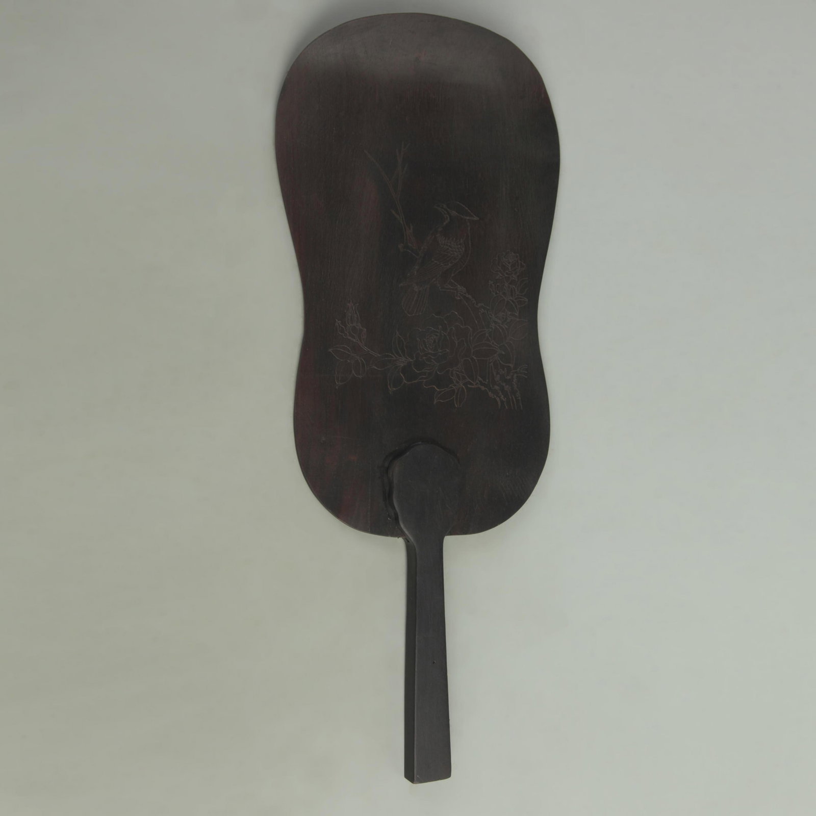 RARE RED SANDALWOOD FLOWER AND BIRD PATTERN WOOD FAN