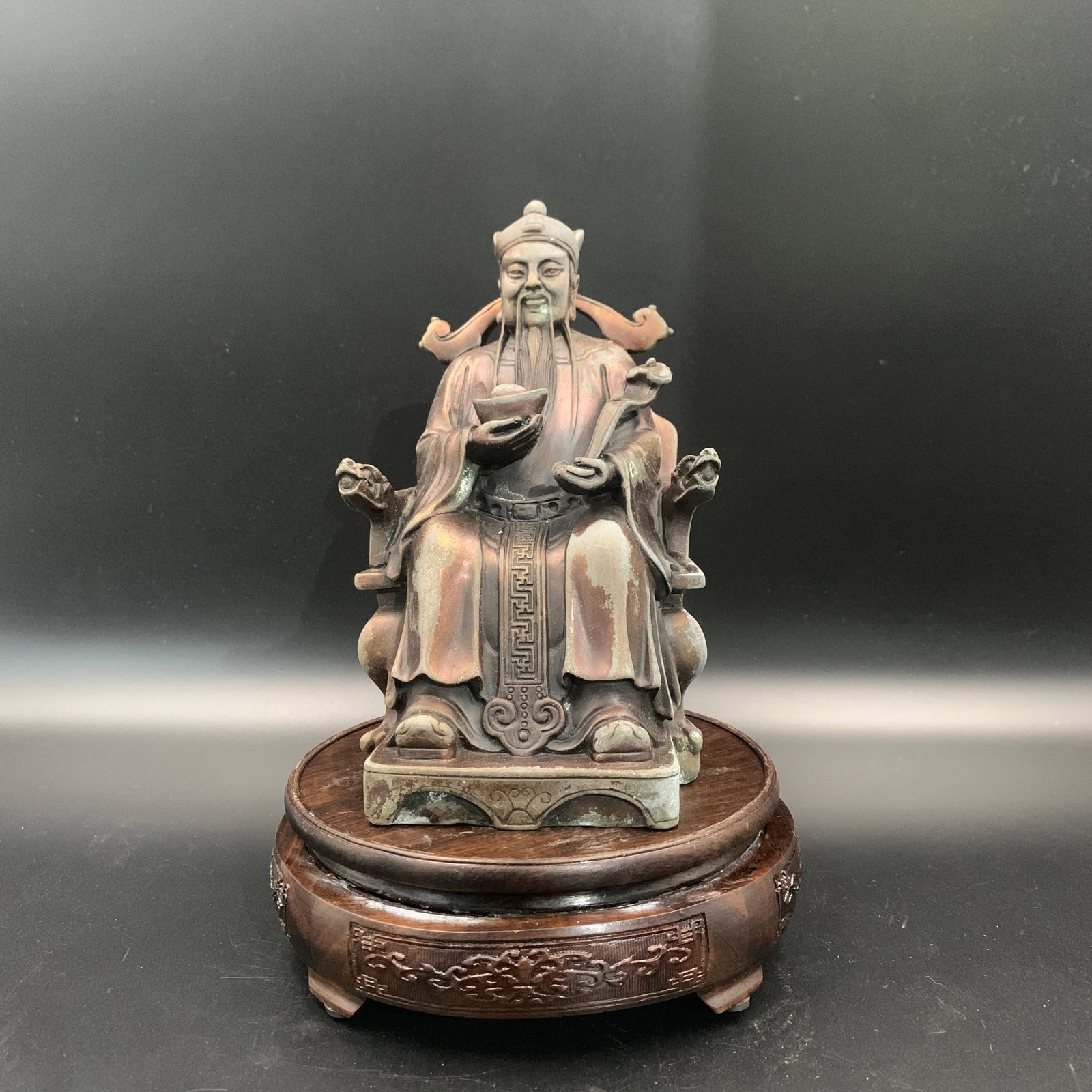 A FINE BRONZE FINE GOD OF WEALTH, TSAI SHEN YEH