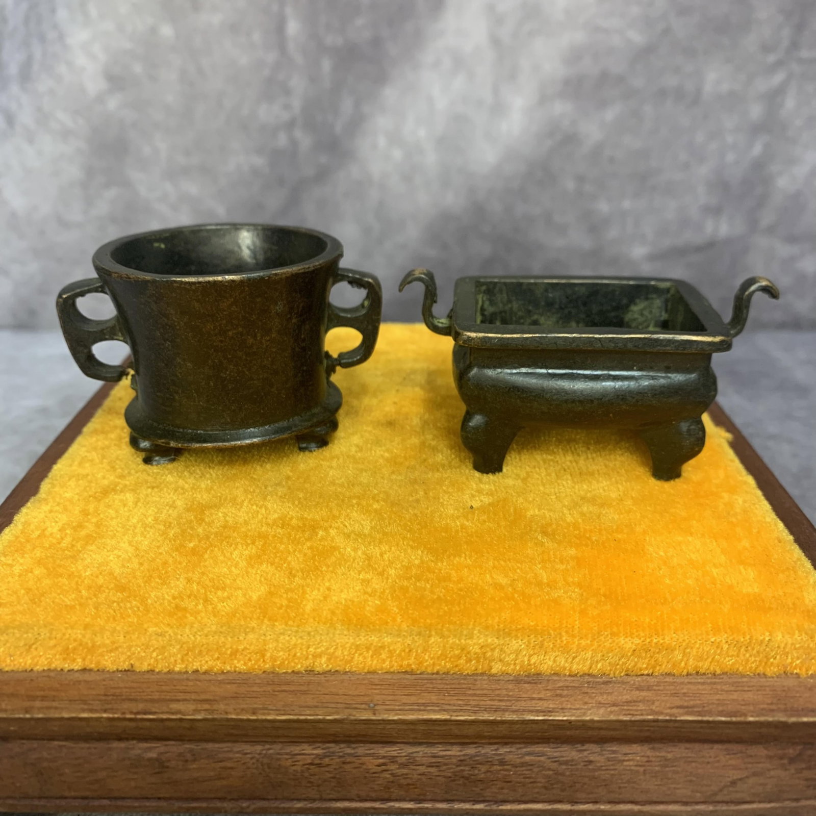 PAIR OF SMALL BRONZE INCENSE BURNER
